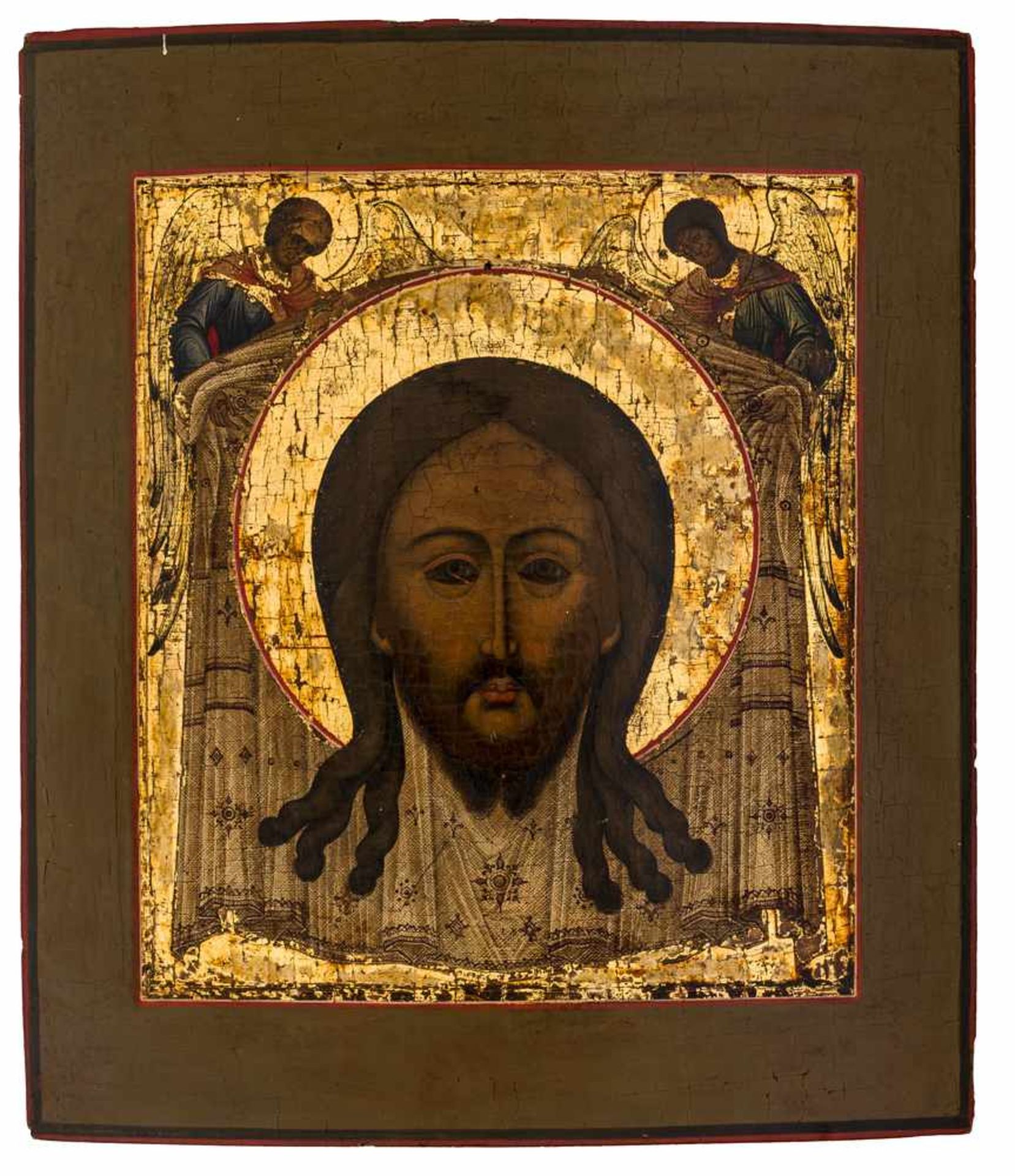 *Mandylion Jesu und Christus "Das Grimme Auge" Russische Ikonen, 19. und 20. Jh. 35,5 x 30,5 cm