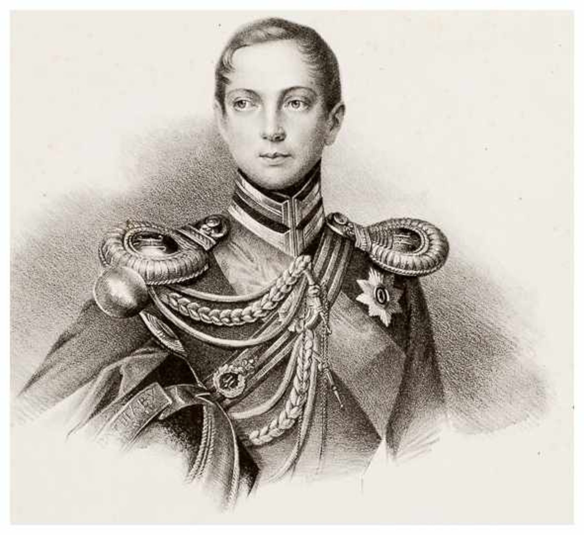 Grossherzog Alexander Nicolaevitsch, der spätere Zar Alexander II. Lithographie, um 1850