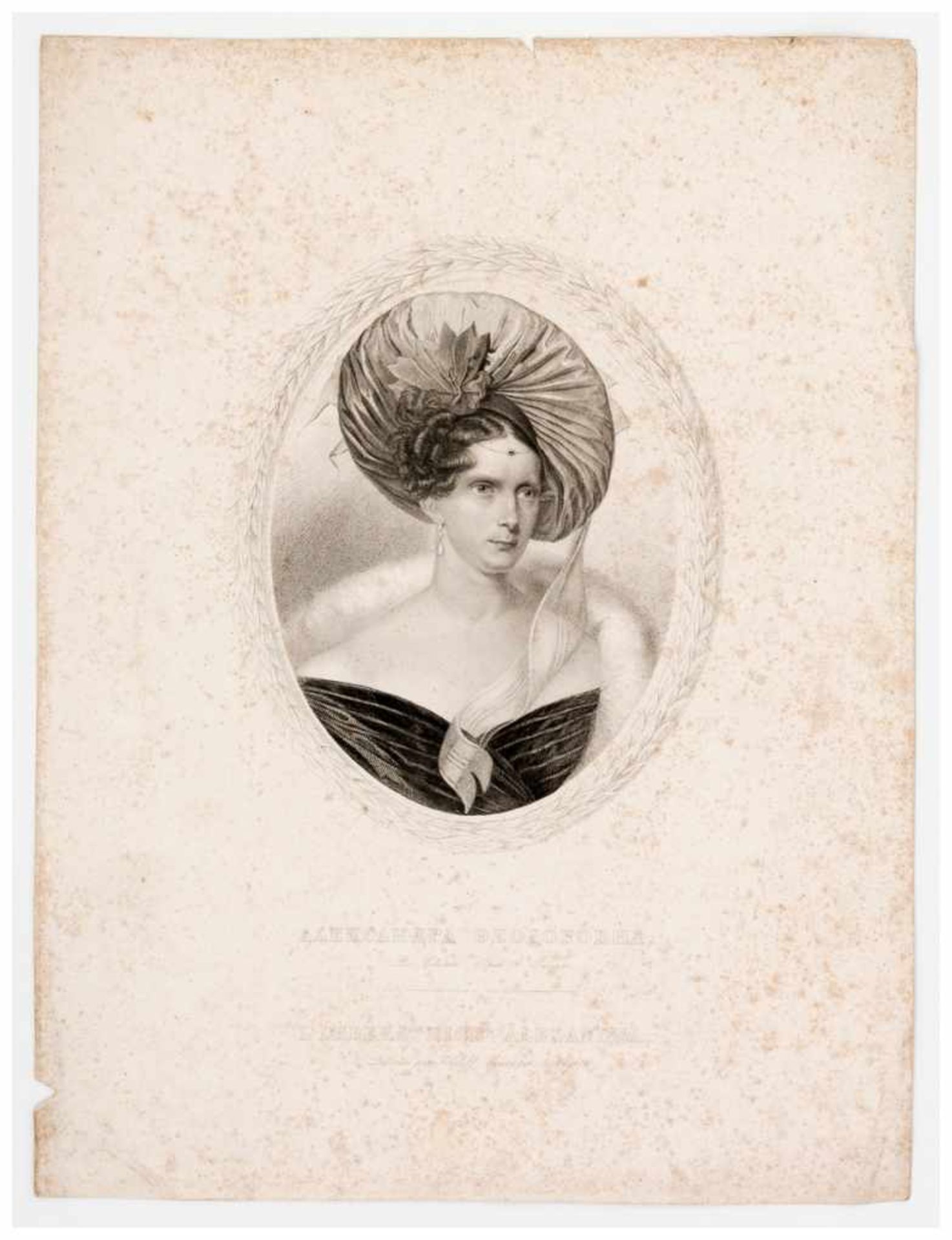 Kaiserin Alexandra Fjodorovna Lithographie , um 1840 von T. Wright nach Sokolov Papiergrösse: ca. - Image 2 of 2