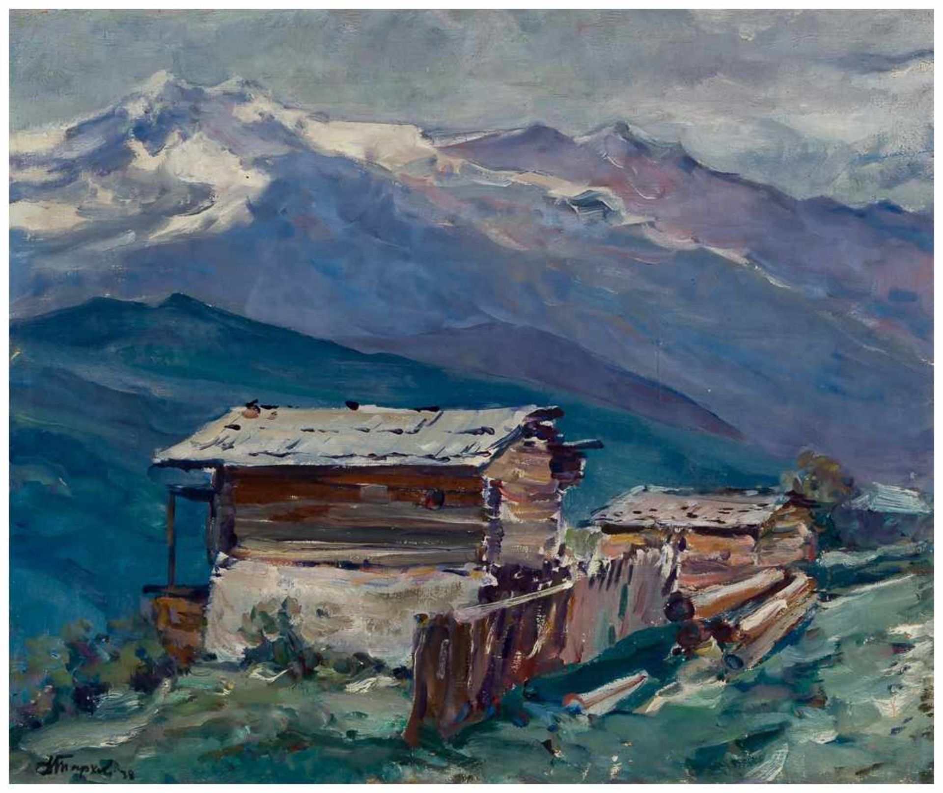 Gebirgslandschaft Öl auf Leinwand, datiert 1938 von Dmitrij Tarkhov (1893 - 1948) Bildgrösse: ca. 55