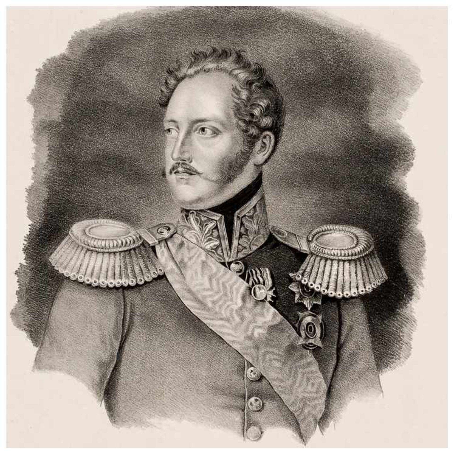 Zar Nikolaus I. Lithographie, um 1840 von R. Lecke nach Prof. Krüger Papiergrösse: ca. 32,5 x 29,5