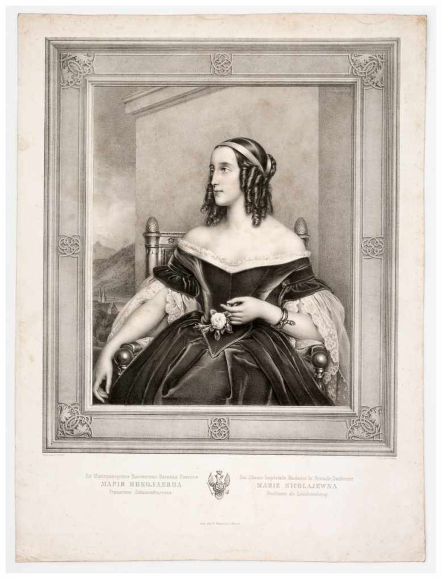 Grossfürstin Maria Nikolajevna von Russland Lithographie, um 1840 von D. Haiz nach J. Stieler - Bild 2 aus 2