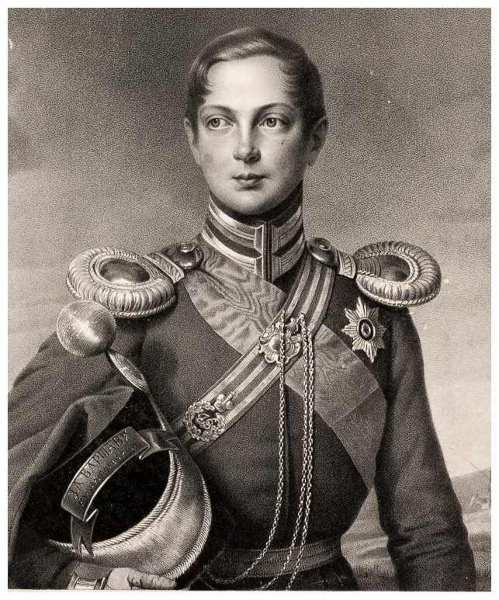 Grossherzog Alexander Nicolaevitsch, der spätere Zar Alexander II. Lithographie, um 1850 von Schall