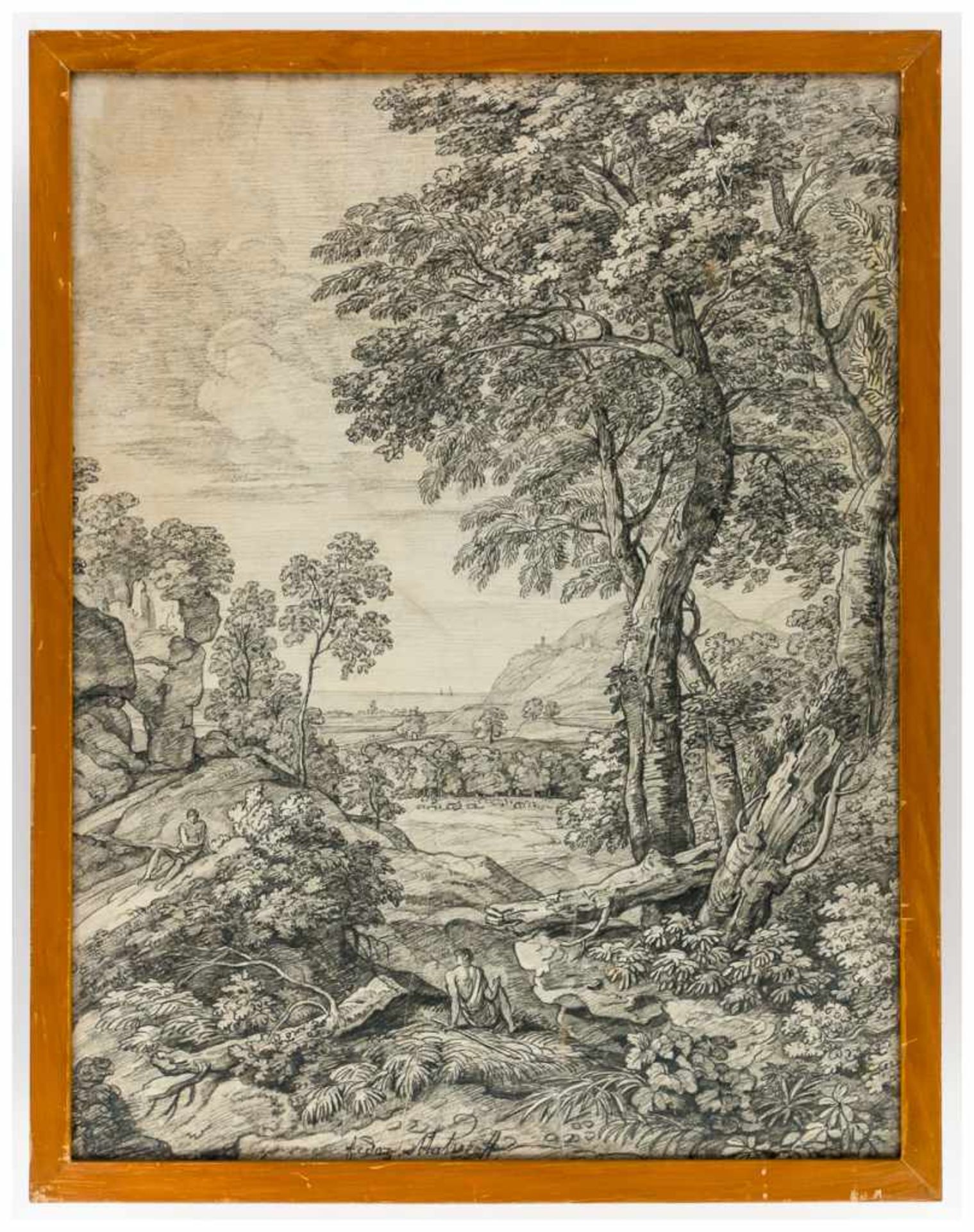 Landschaft Bleistift-Zeichnung von Fedor Matveeff (1758 - 1826) Bildgrösse: ca. 67 x 52 cm, - Bild 2 aus 2