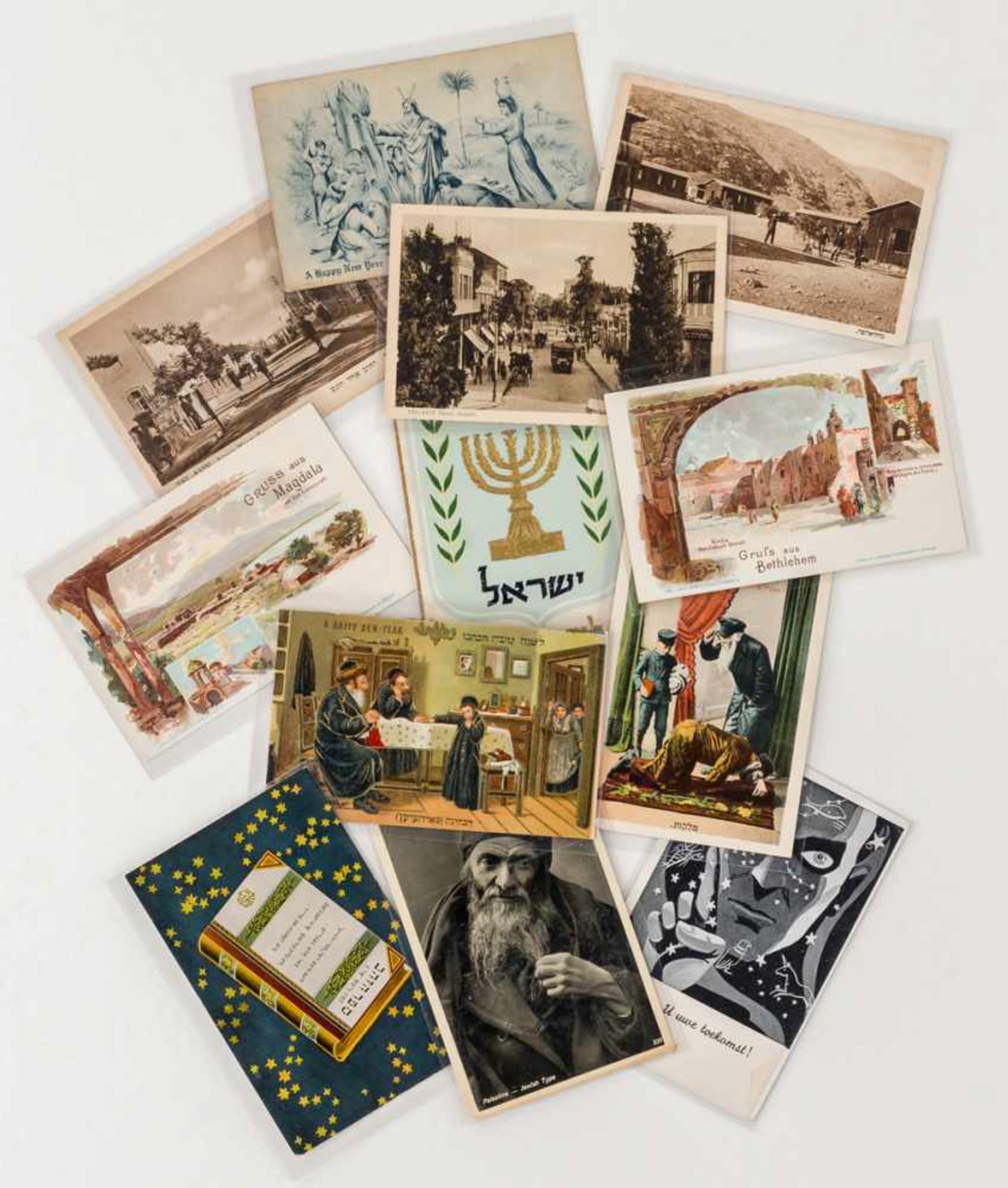 Konvolut jüdische Postkarten je ca. 10,2 x 14,9 cm Provenienz: Norddeutsche Privatsammlung *Jewish