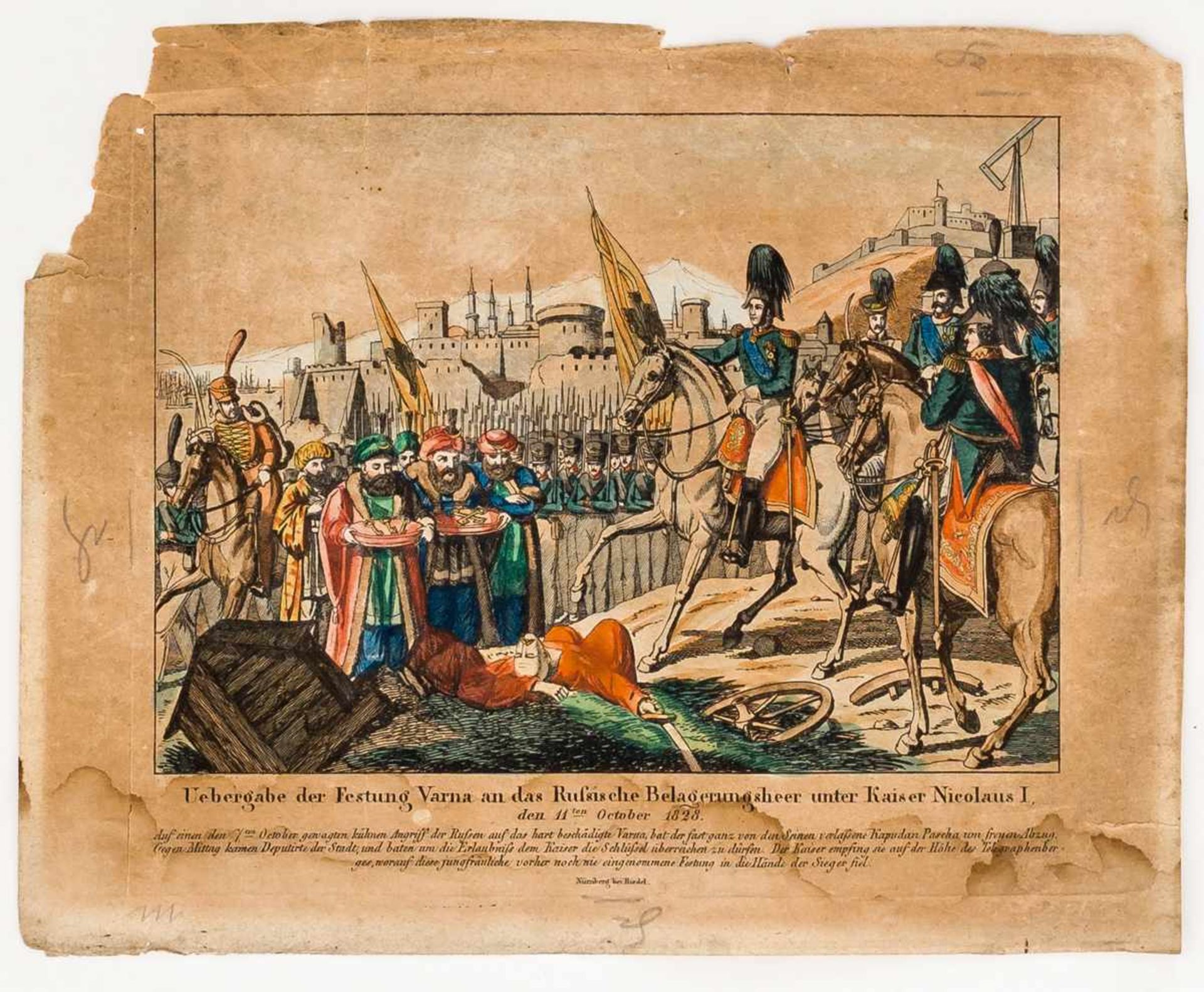 Übergabe der Festung Varna an das russische Belagerungsheer unter Kaiser Nikolaus I. den 11. Oktober