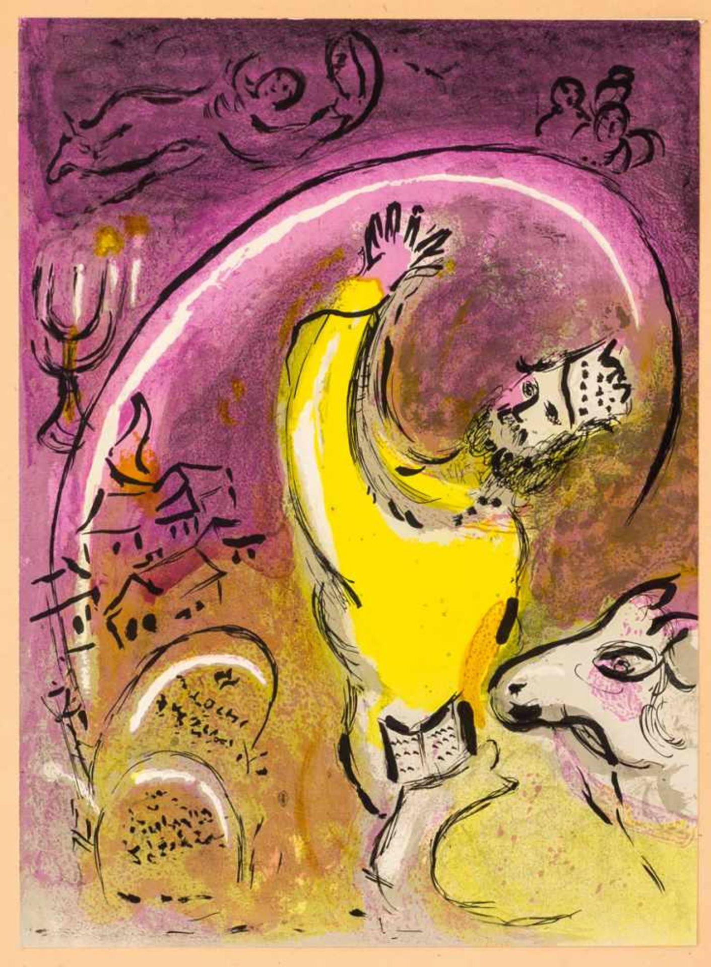 Marc Chagall (1887 - 1985) Salomon Lithographie, 1956 35 x 26 cm Rückseitig ist "Les Rois" zu lesen.