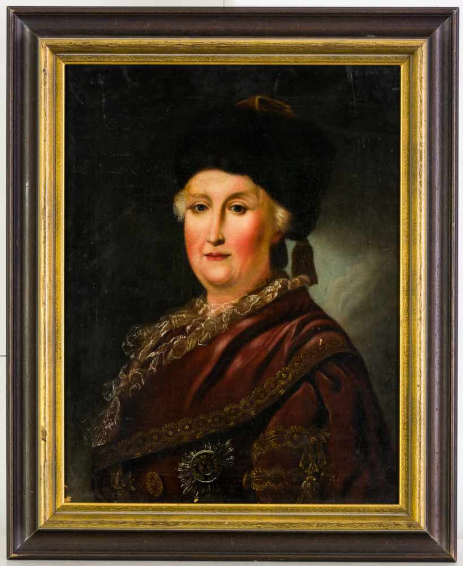 Michail Schibanow (1764 - 1785), Umkreis Portrait Kaiserin Katherina der Grossen in Reisekleidung Öl - Bild 2 aus 7