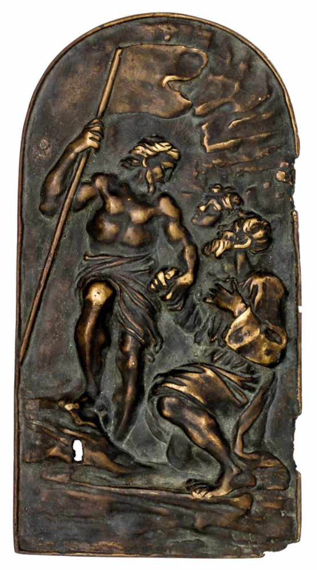 Italienischer Künstler, Mitte 17. Jh Höllenfahrt Christi Bronze, 24 x 13 cm Christus ist bei