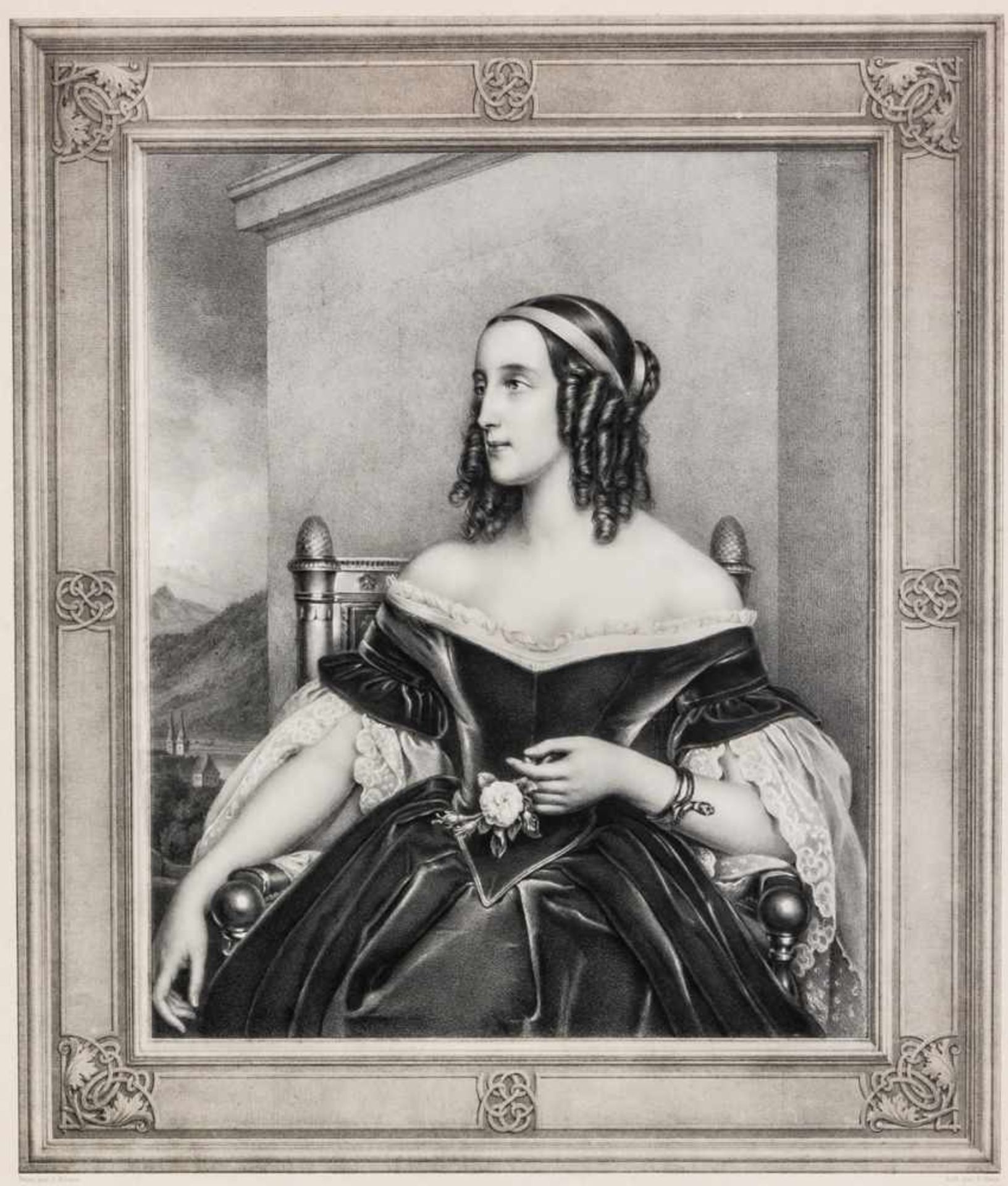 Grossfürstin Maria Nikolajevna von Russland Lithographie, um 1840, von D. Haiz nach J. Stieler