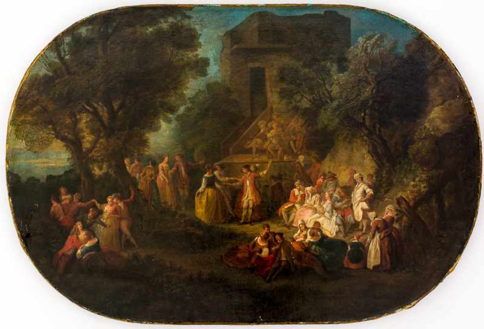 Jean-Baptiste Pater (1695 - 1736) Fröhliche Gesellschaft im Freien Öl / Leinwand, doubliert,