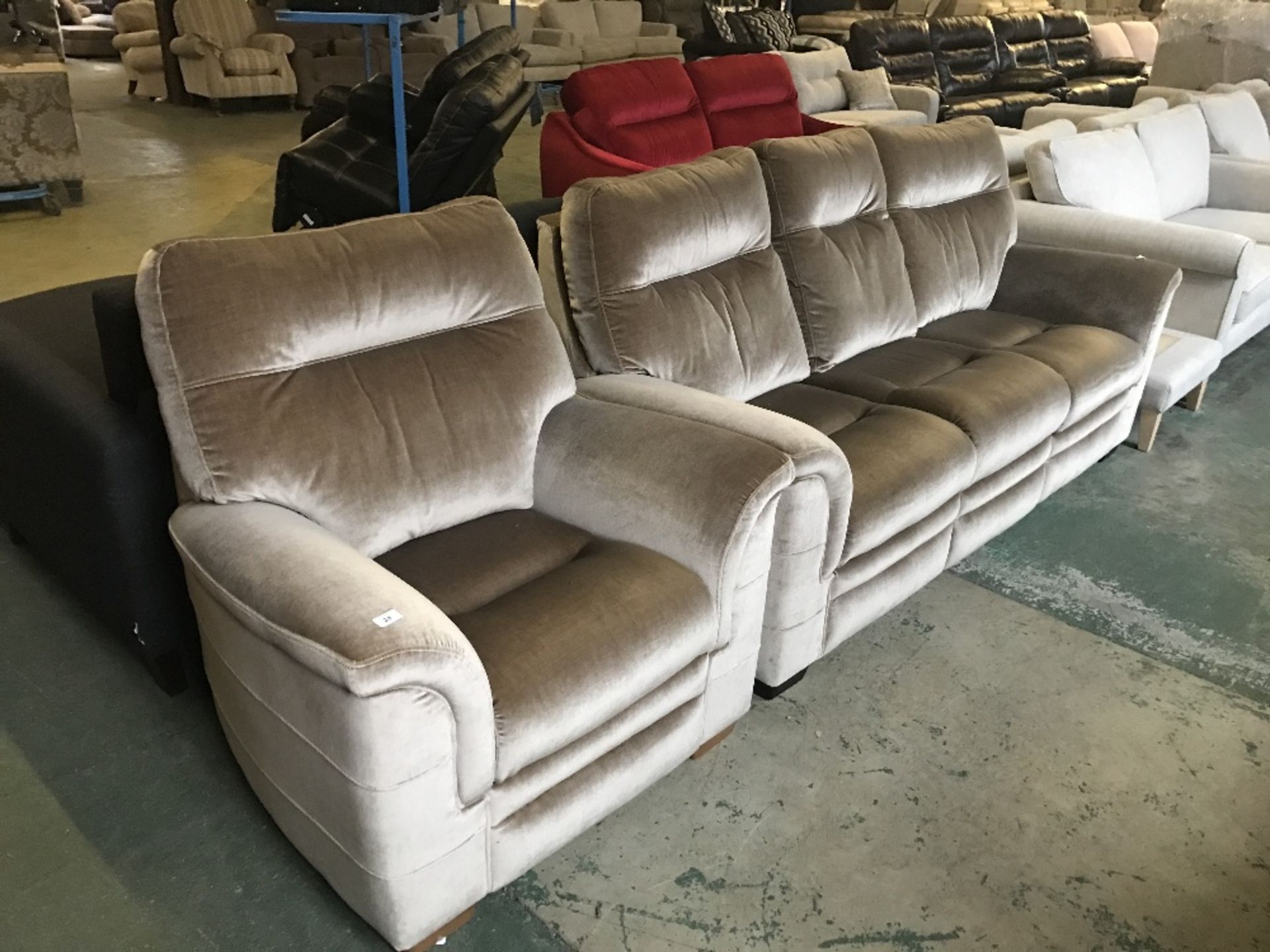 BEIGE 3 SEATER SOFA AND CHAIR (TR000693 WO0150191