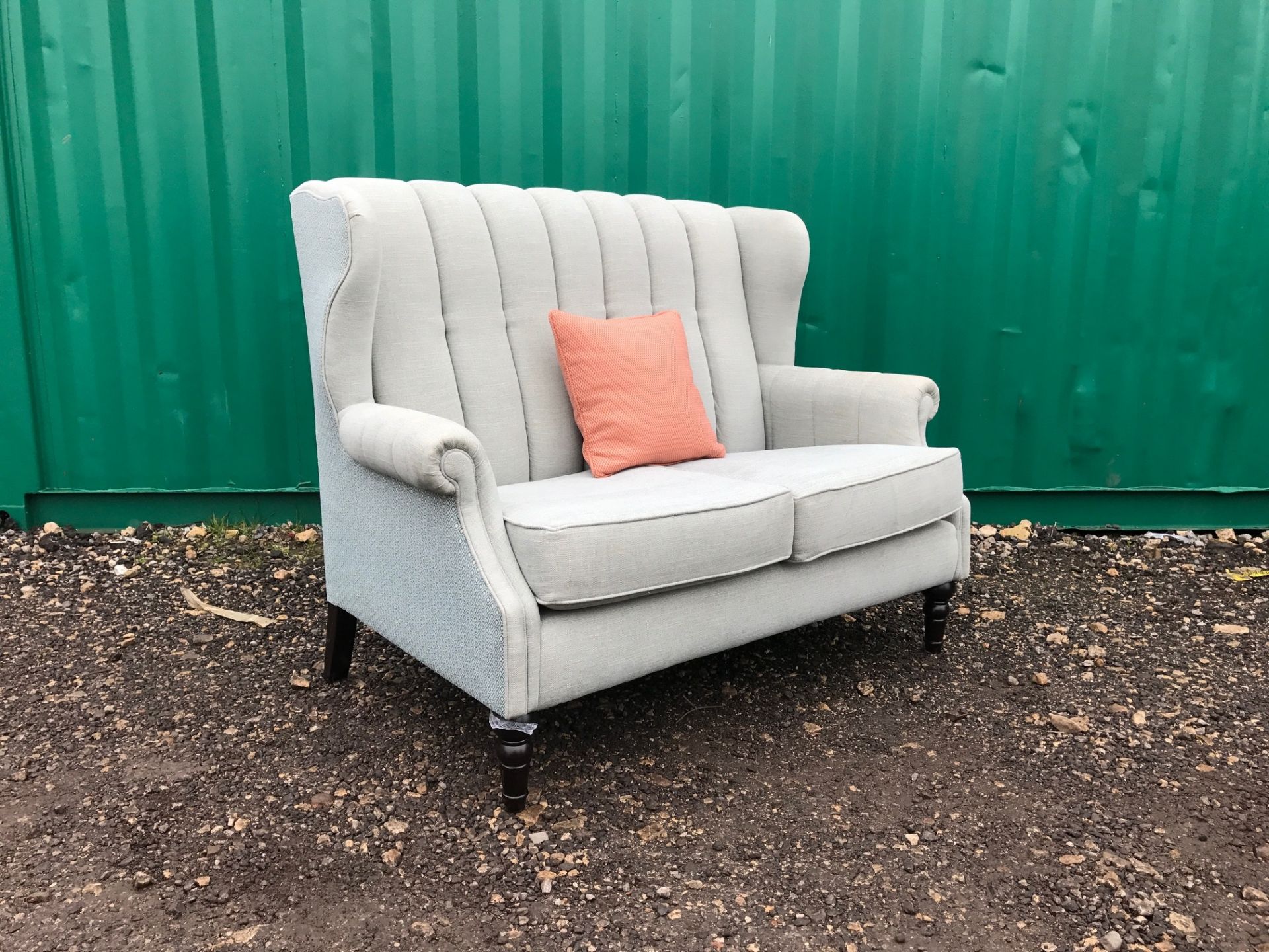 GREY HIGH BACK 2 SEATER SOFA (4359)