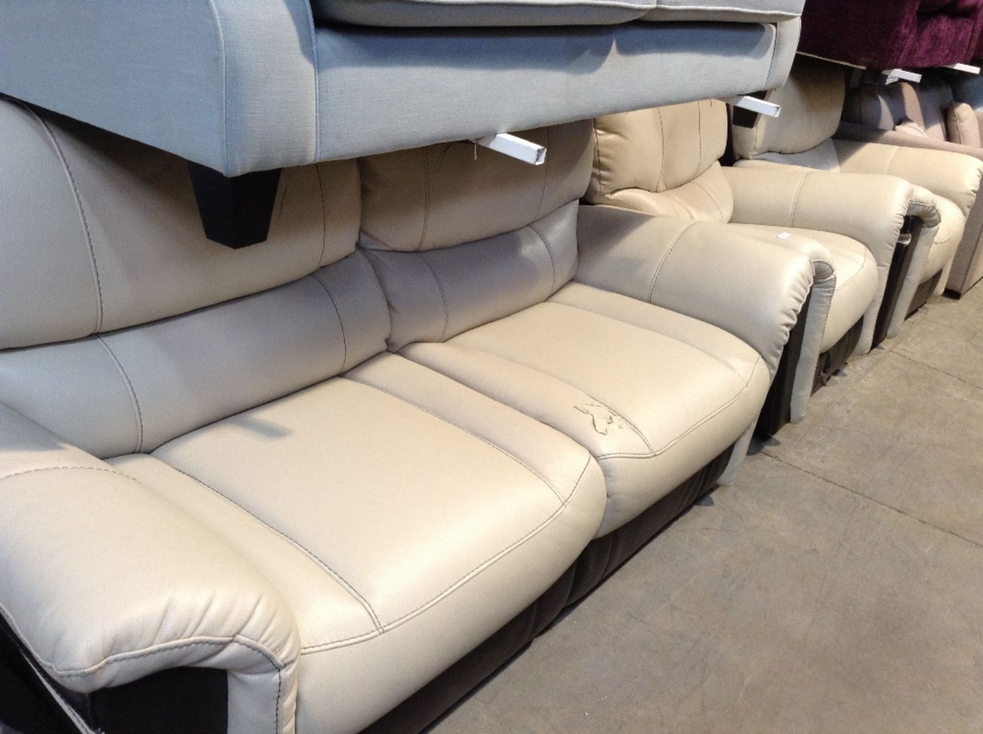 CREAM AND BROWN ENDURANCE LEATHER MANUAL RECLINING