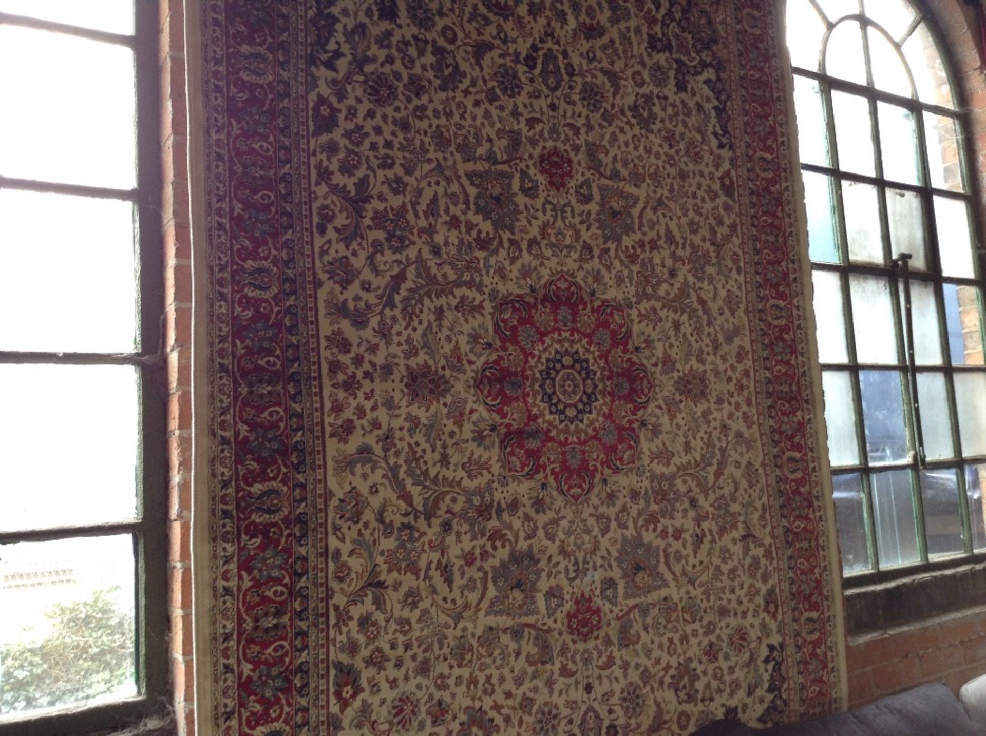 IVORY AND RED KASHMIR RUG