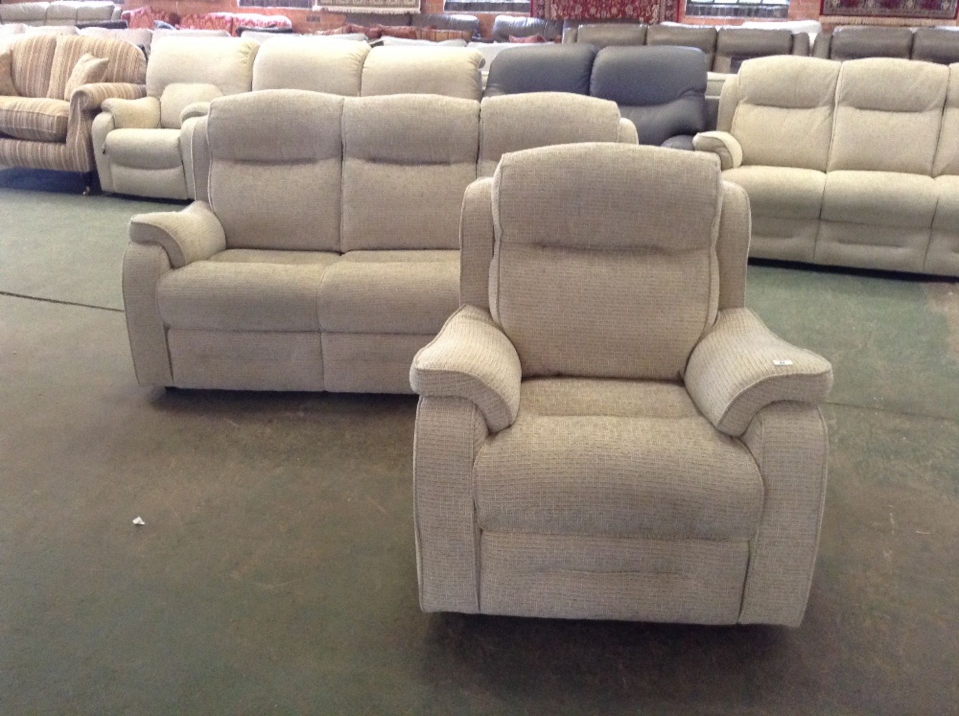 NATURAL 3 SEATER SOFA AND CHAIR (TR000871 WO021895