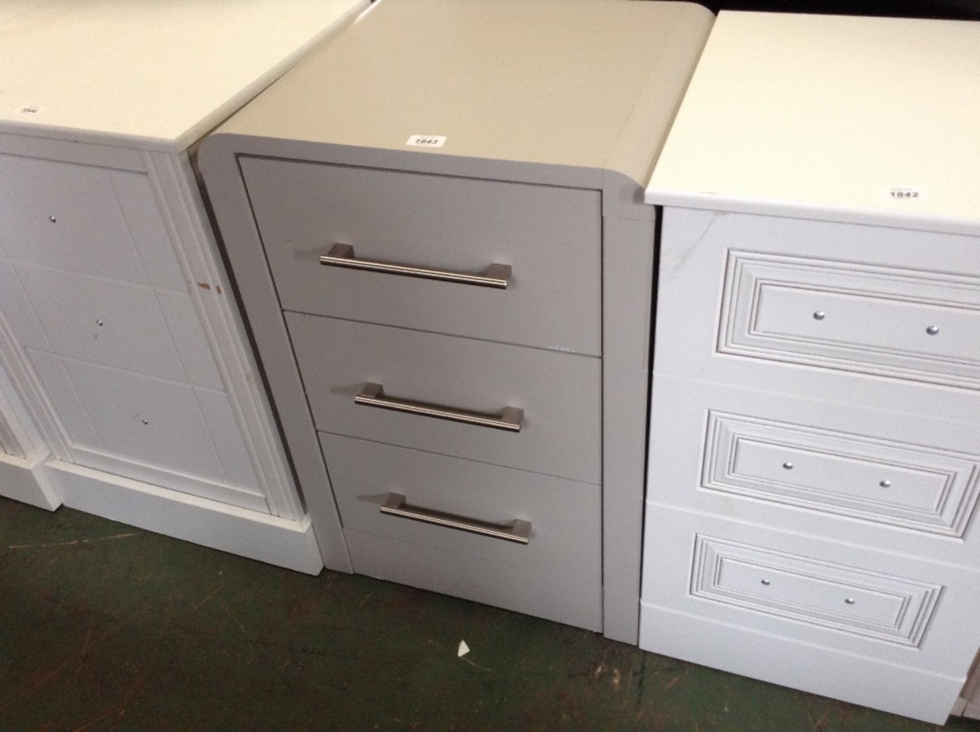 SOFT GREY 3 DRAWER BEDSIDE (return)