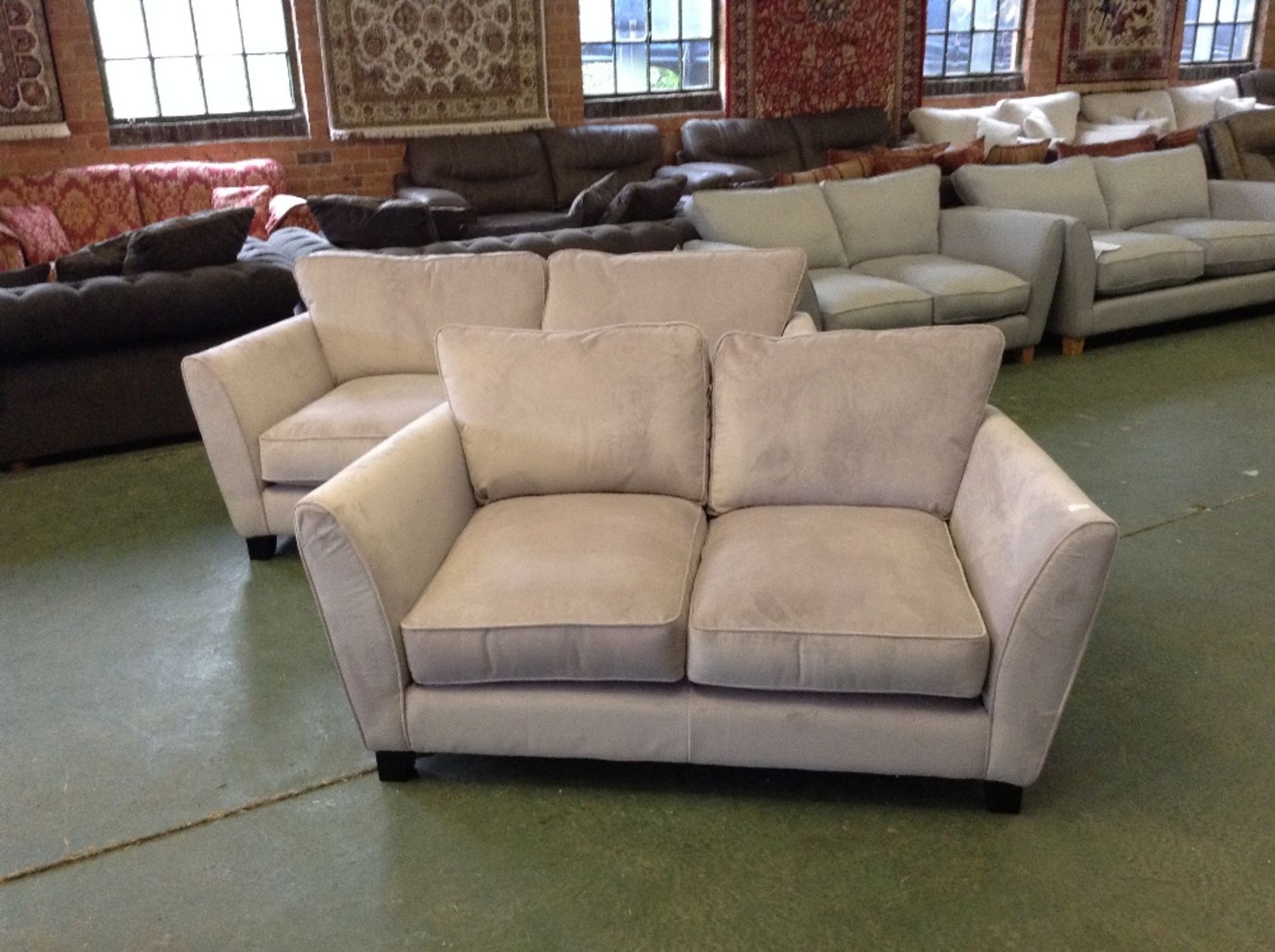 LILAC VELVET 3 SEATER SOFA AND 2 SEATER SOFA (4)