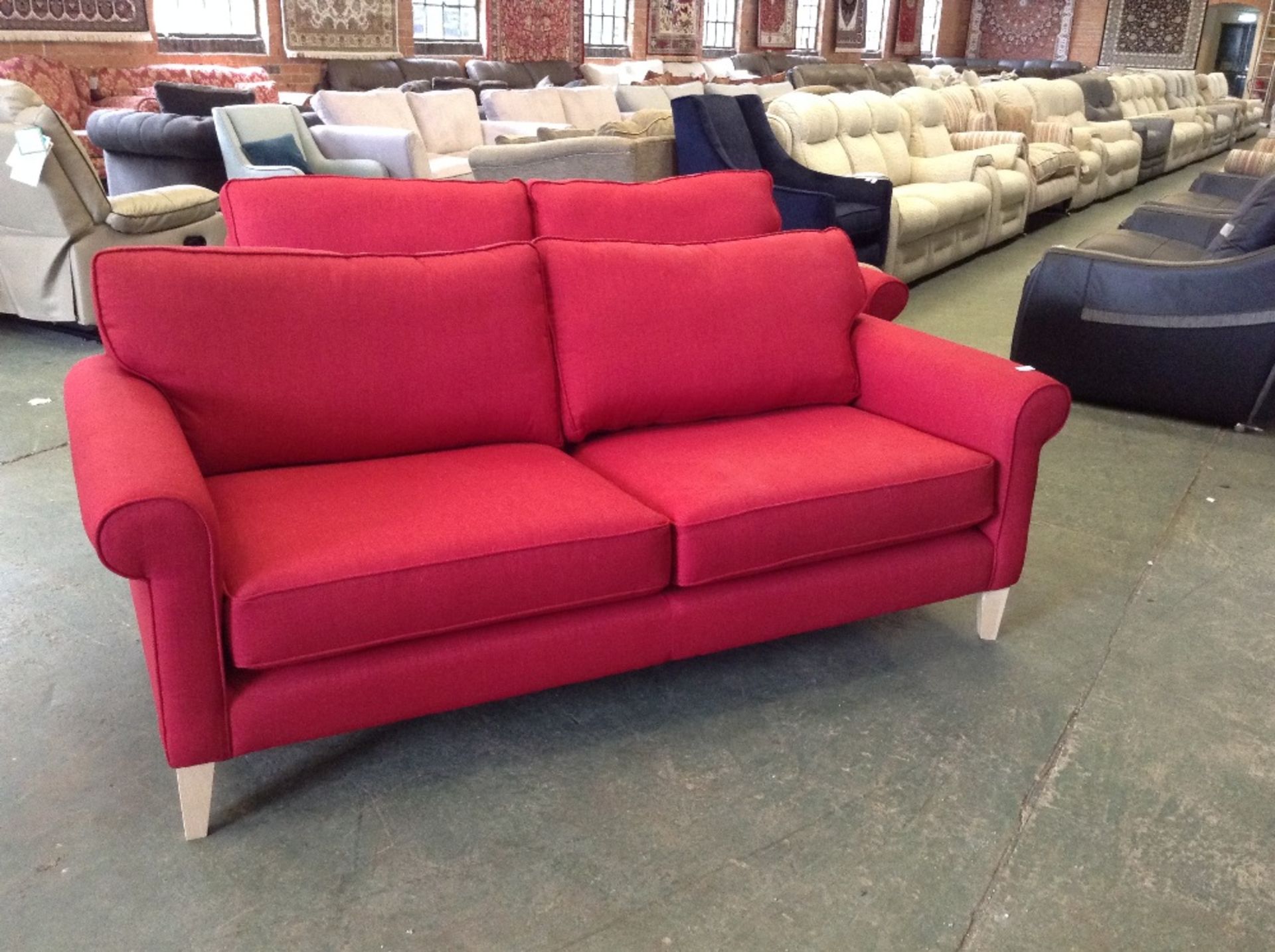 2 x RED 3 SEATER SOFAS