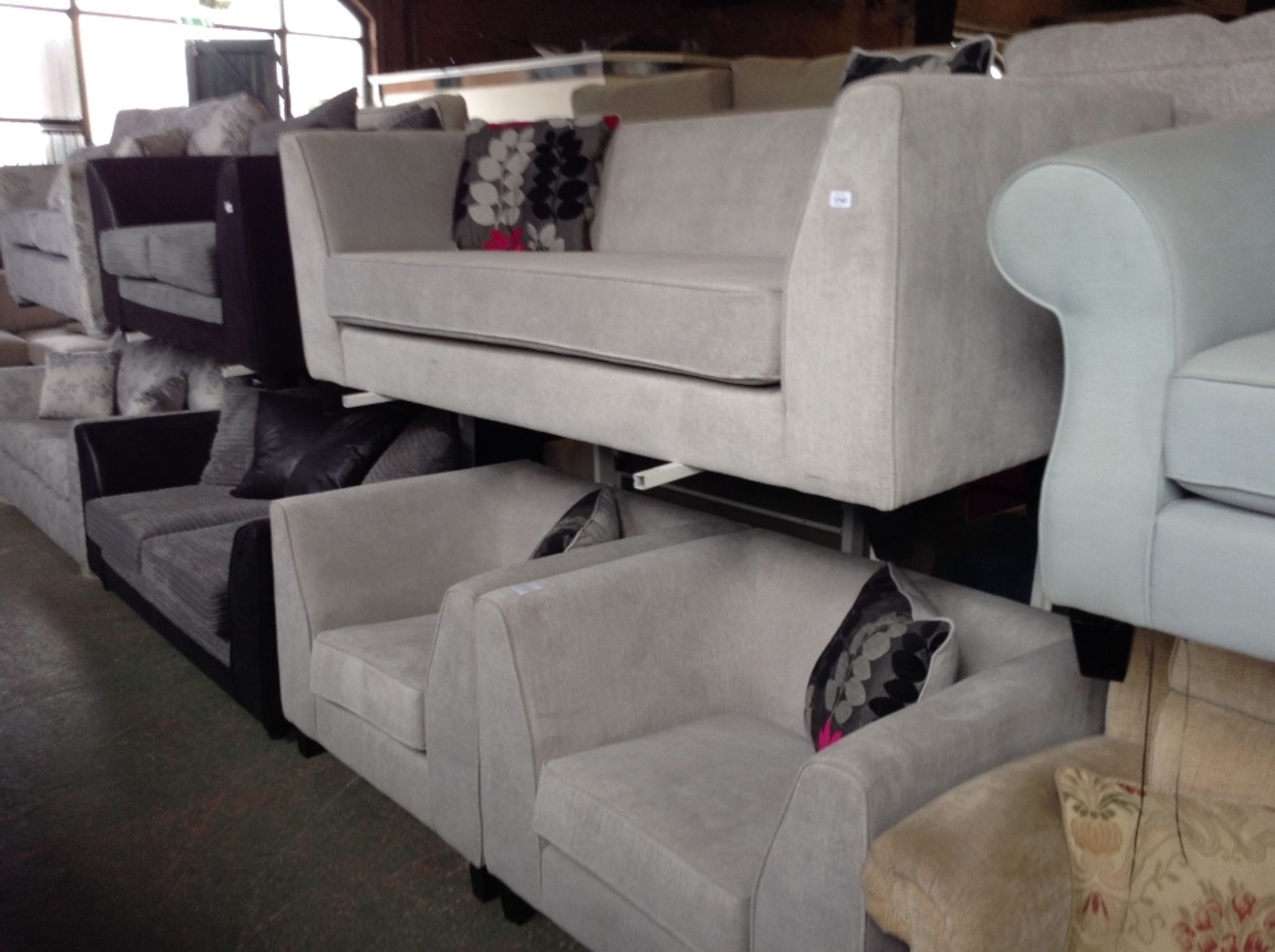 AVERY GRACELAND BRISTOL SILVER 3 SEATER SOFA AND 2