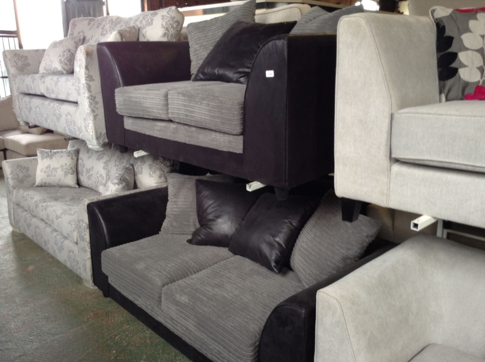 CHARCOAL AND BLACK 3 SEATER SOFA AND 2 SEATER SOFA