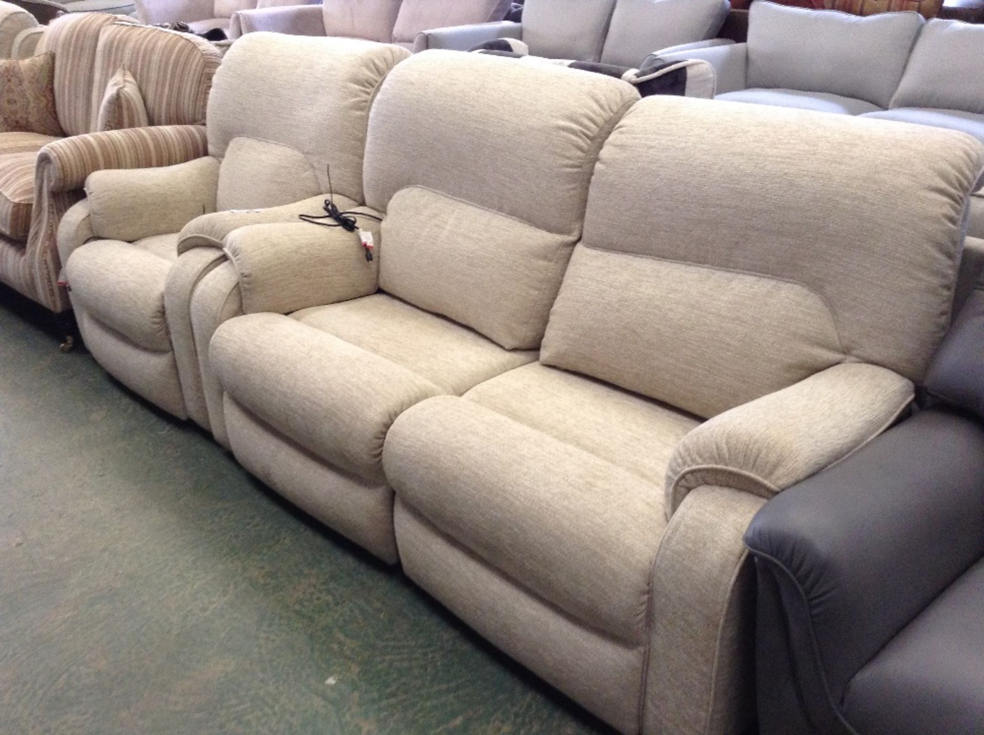 BISCUIT ELECTRIC RECLINING 2 SEATER SOFA AND CHAIR