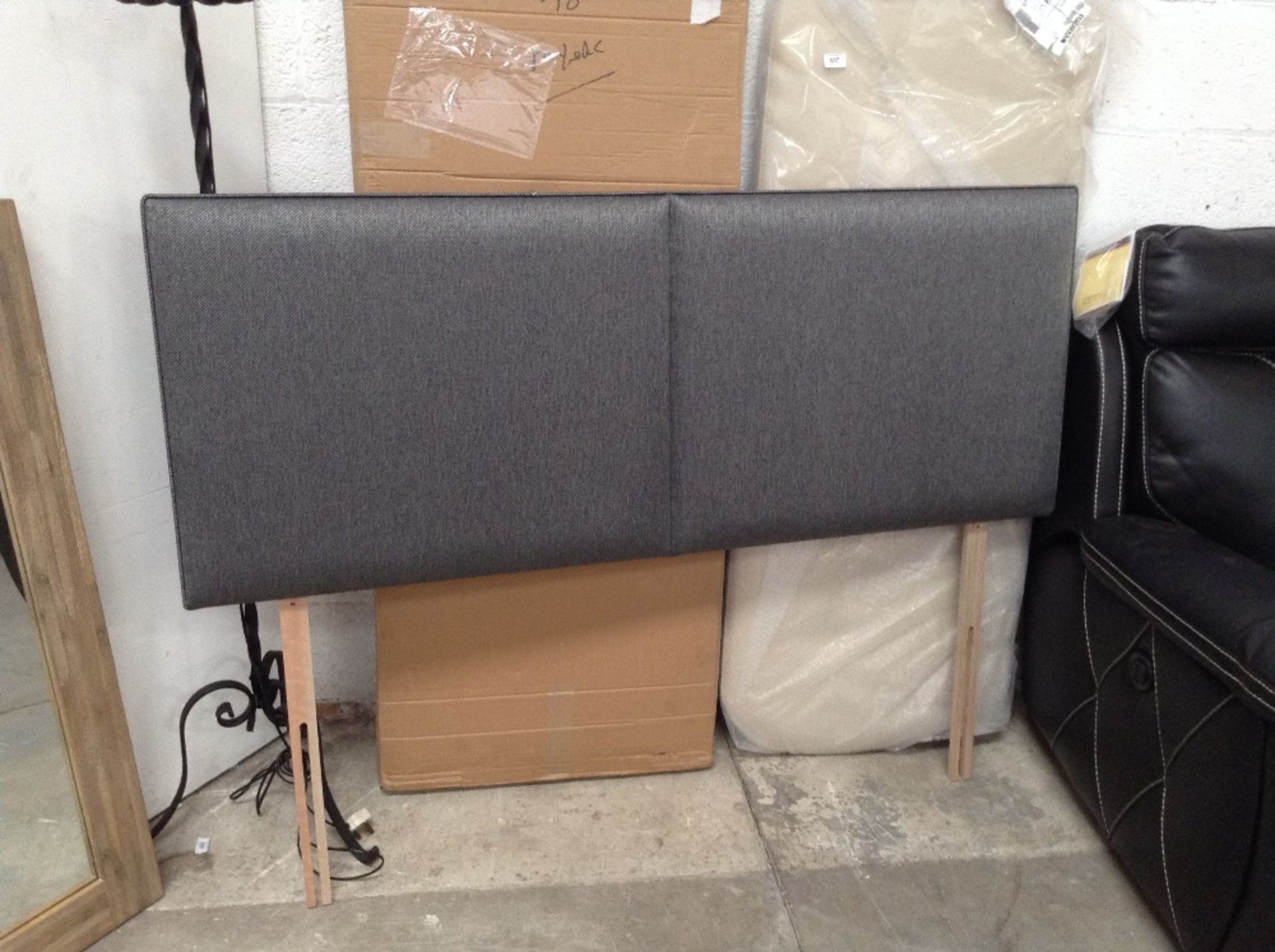 GREY KING SIZE HEADBOARD (slight tear)