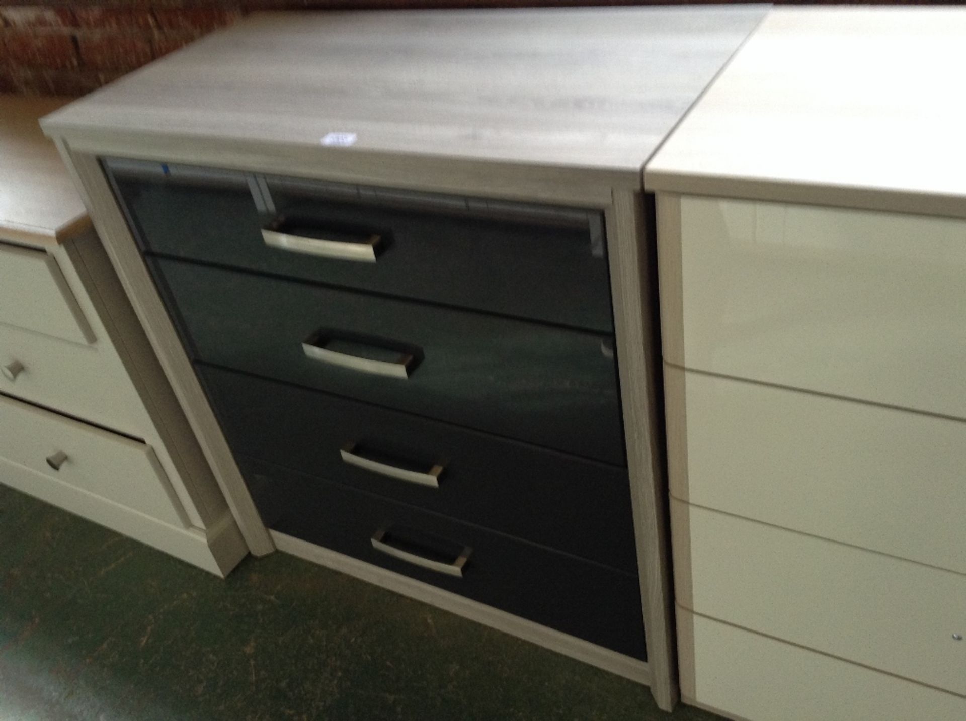 GREY AND OAK 4 DRAWER CHEST (return)