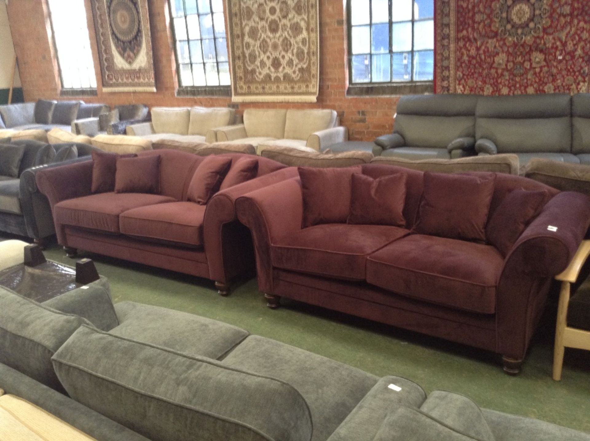 WINSLOW LUXOR GRAPE SUEDE 3 SEATER SOFA AND 2 SEAT