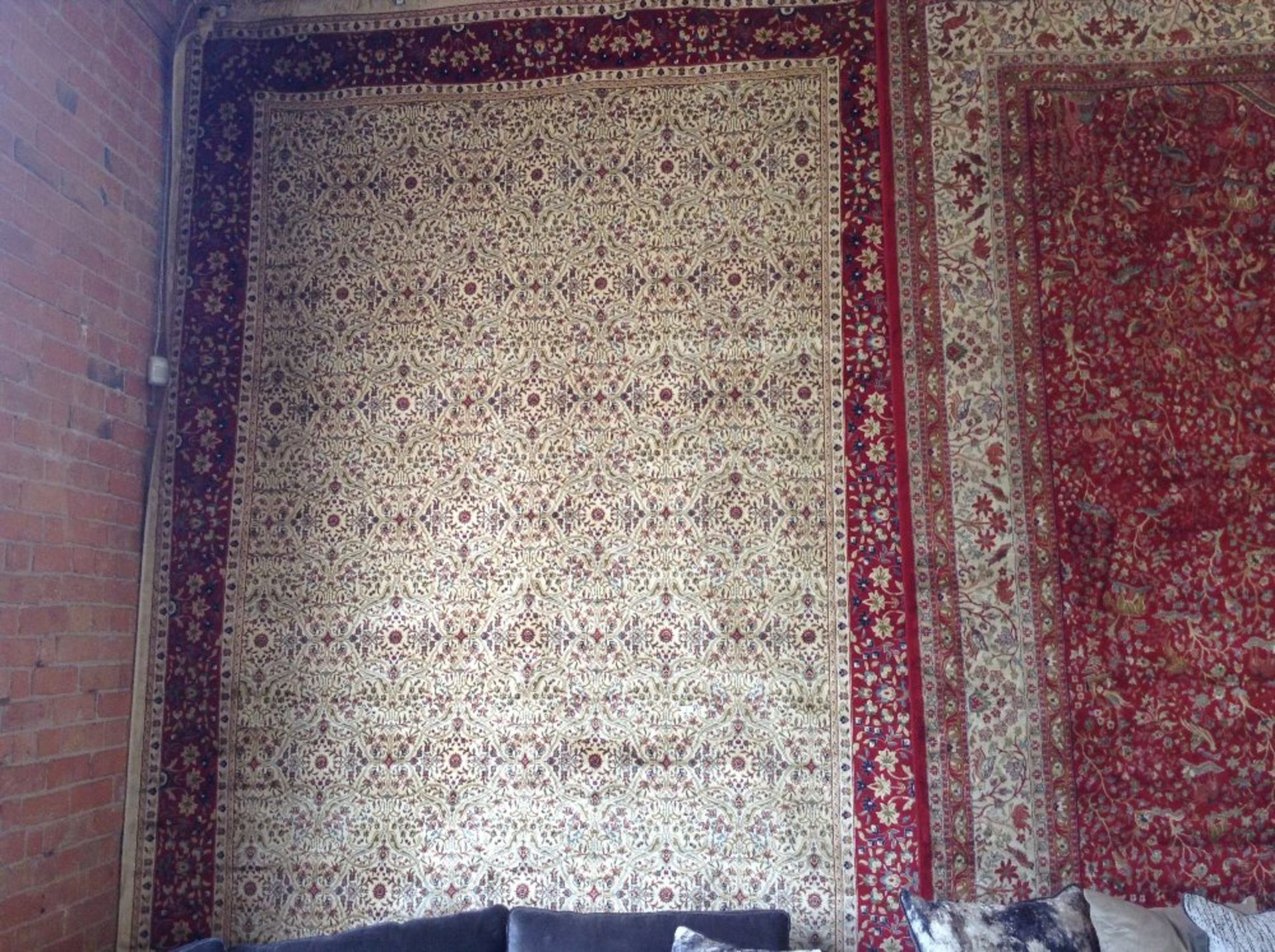 IVORY AND RED LARGE KASHMIR RUG