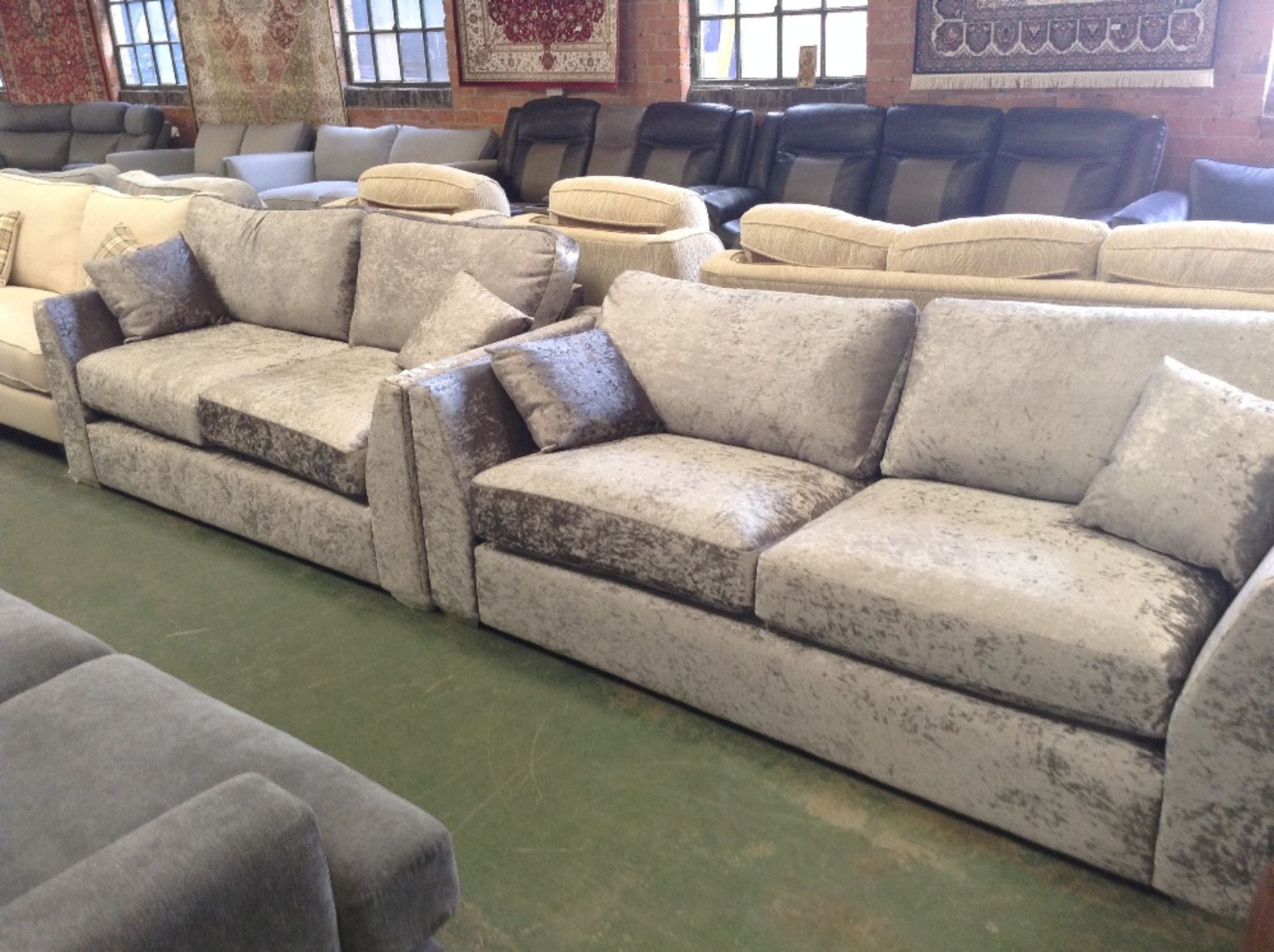 FRANKLIN SHIMMER STEEL 3 SEATER SOFA AND 2 SEATER