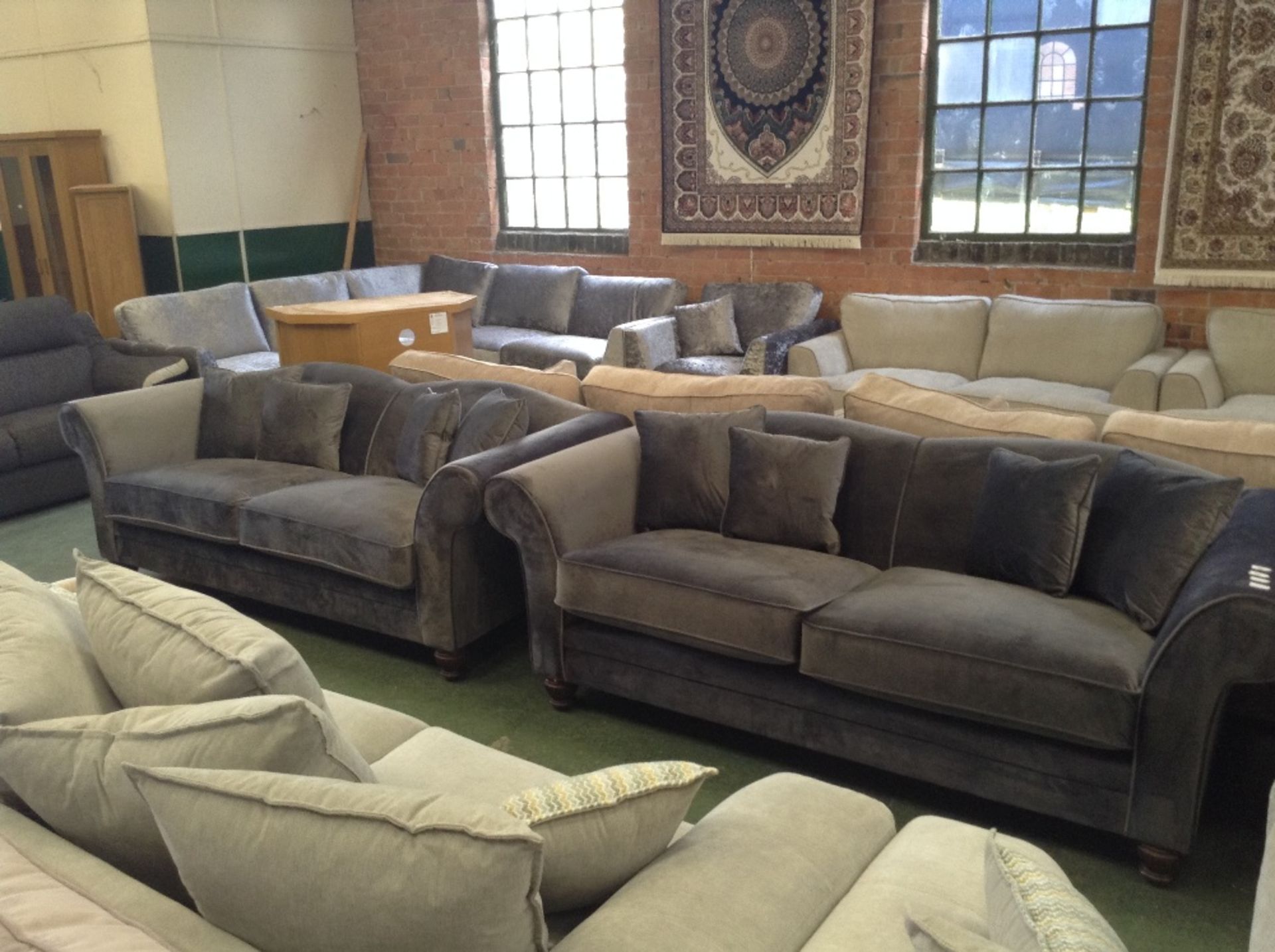 2 x WINSLOW LUXOR SMOKE GREY 3 SEATER SOFAS (2)