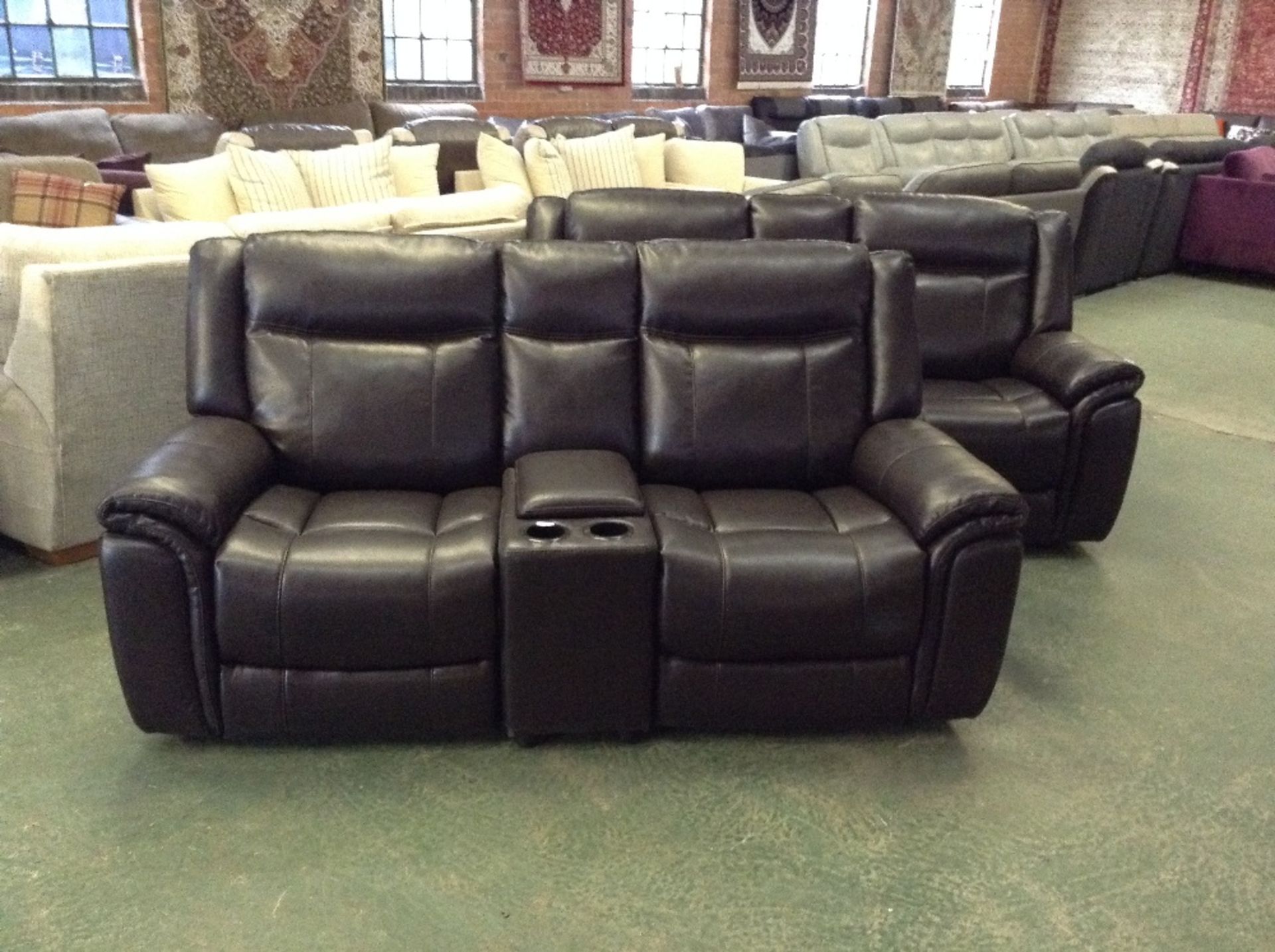 BROWN ENDURANCE LEATHER ELECTRIC RECLINING 2 SEATE