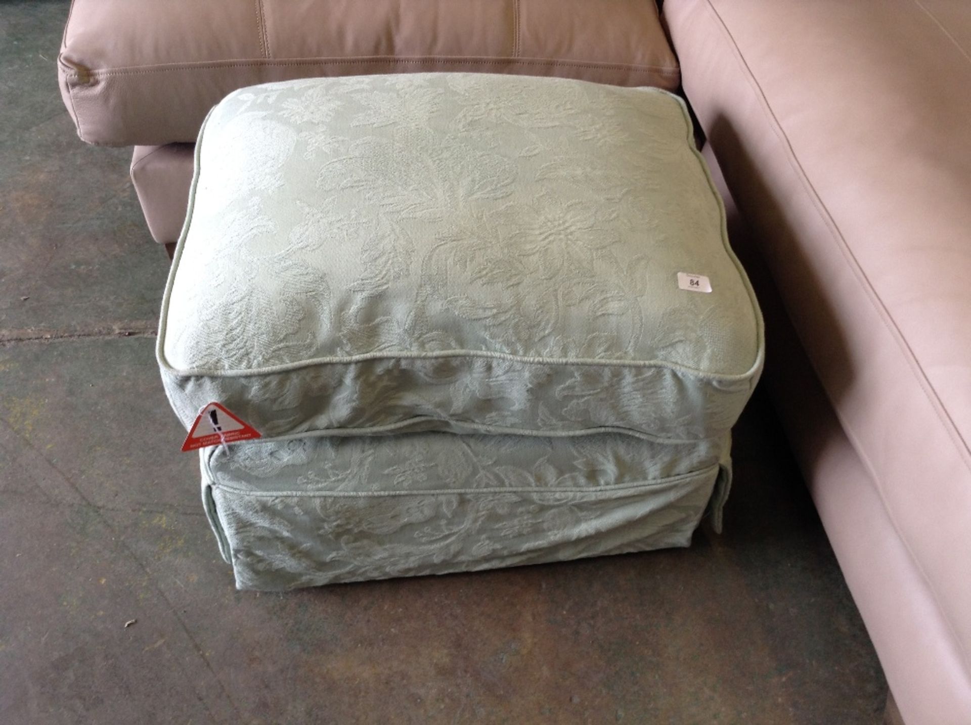 GREEN LOOSE COVERED FOOTSTOOL