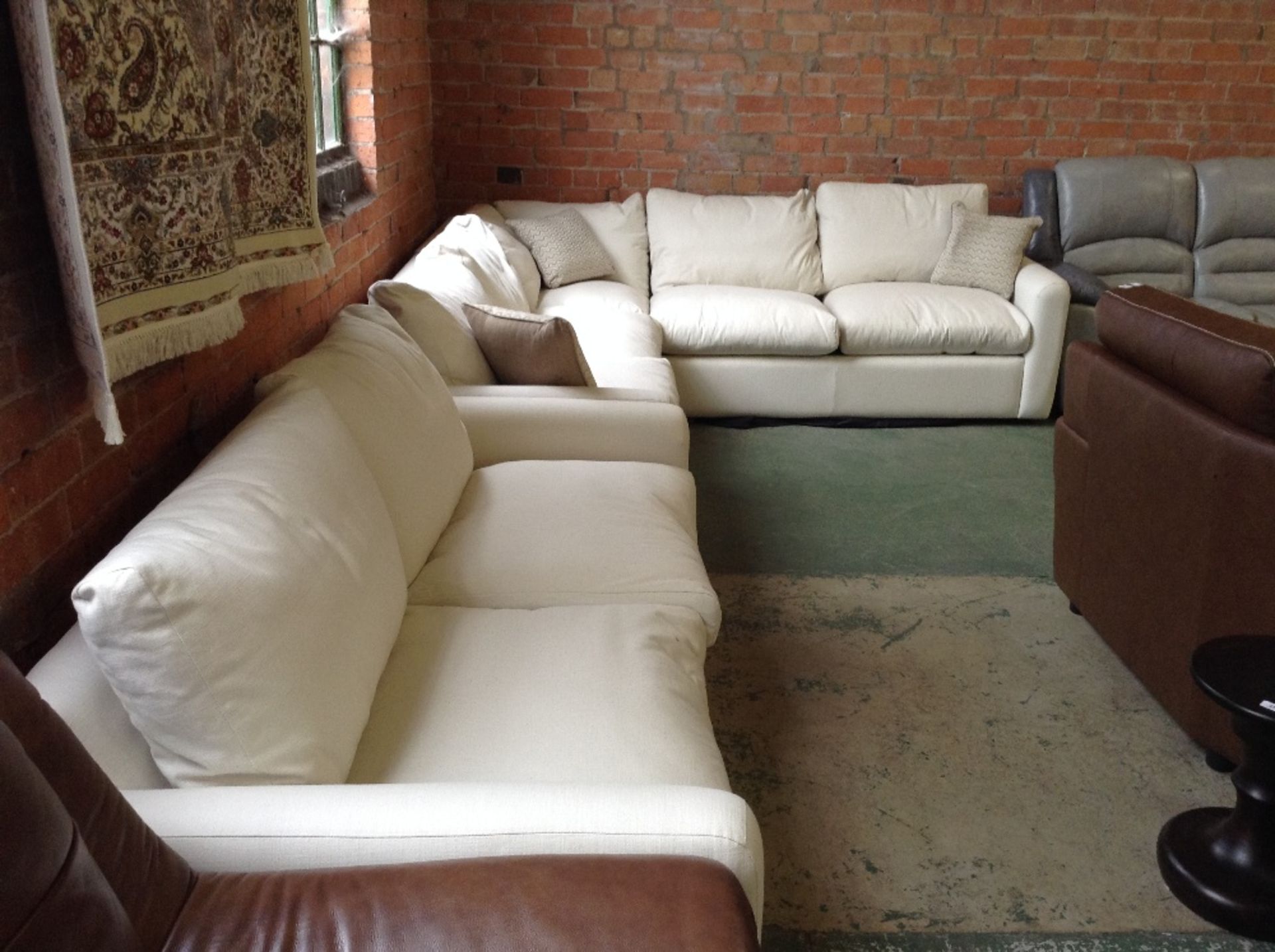 CALICO 3 PART CORNER GROUP (1 PART IS A BED SETTEE, 1 PART IS STORAGE) AND 2 SEATER SOFA WITH STORAG