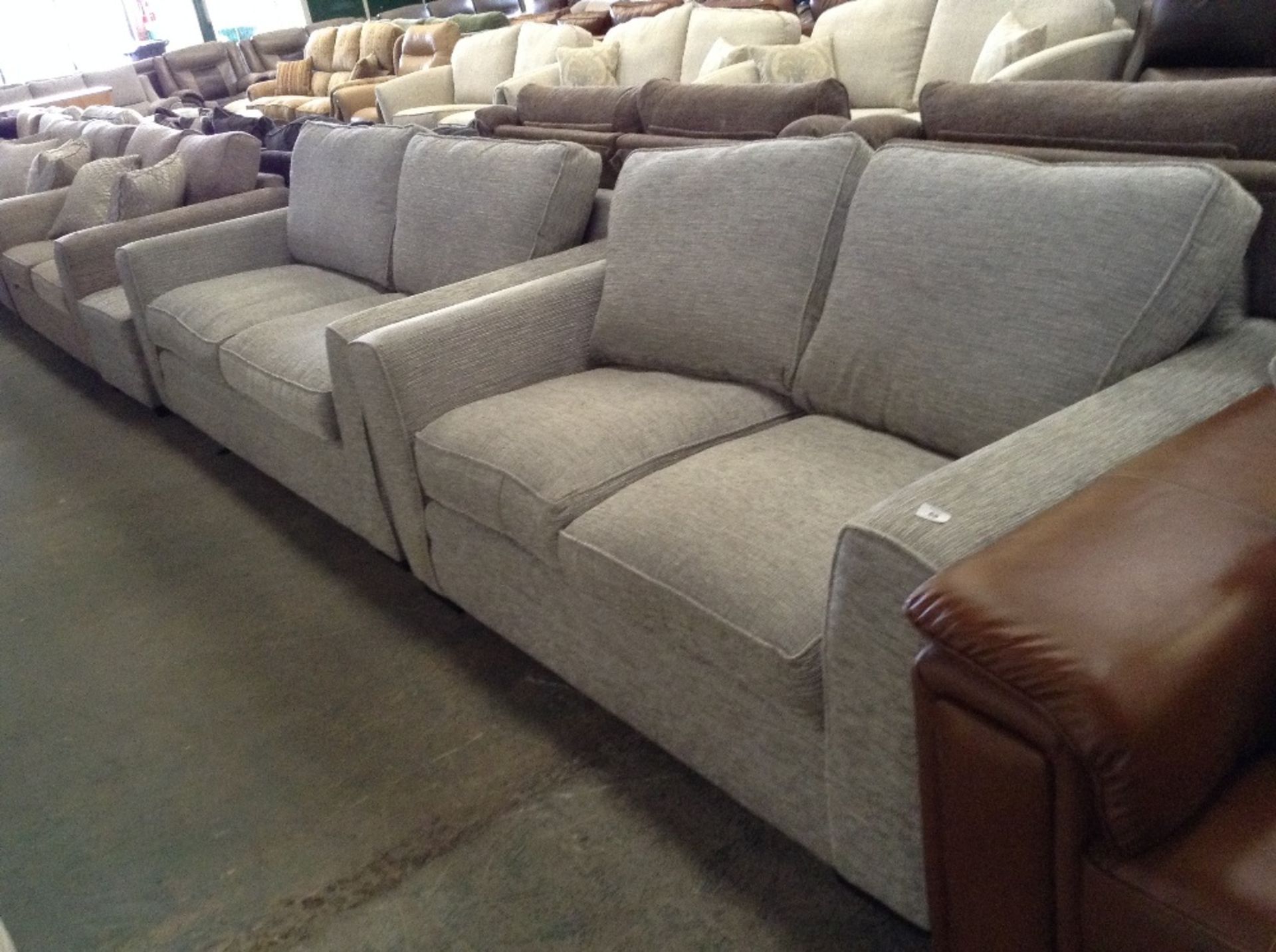 EGG SHELL 3 SEATER SOFA, 2 SEATER SOFA AND FOOTSTO