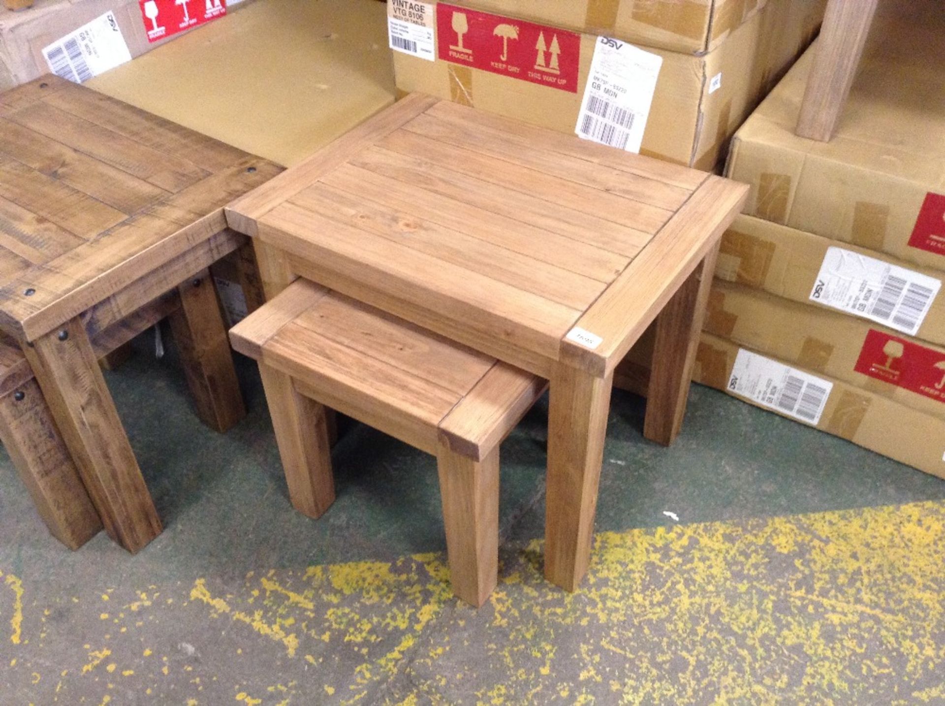 VINTAGE OAK NEST OF 2 TABLES