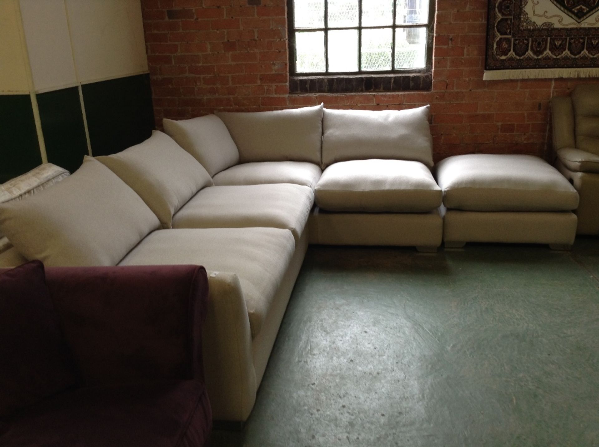 GREY 2 PART CORNER GROUP AND FOOTSTOOL