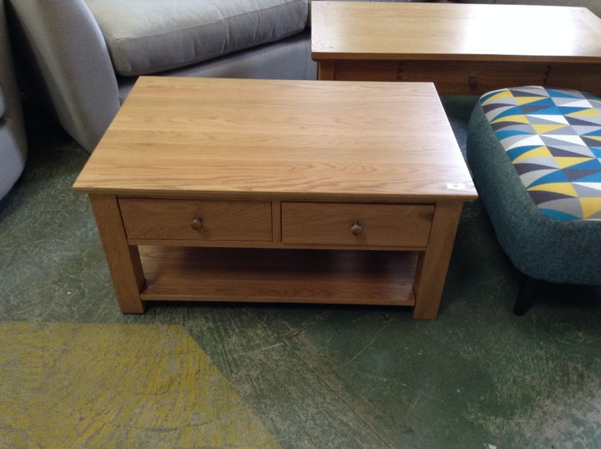 OAK 2 DRAWER COFFEE TABLE