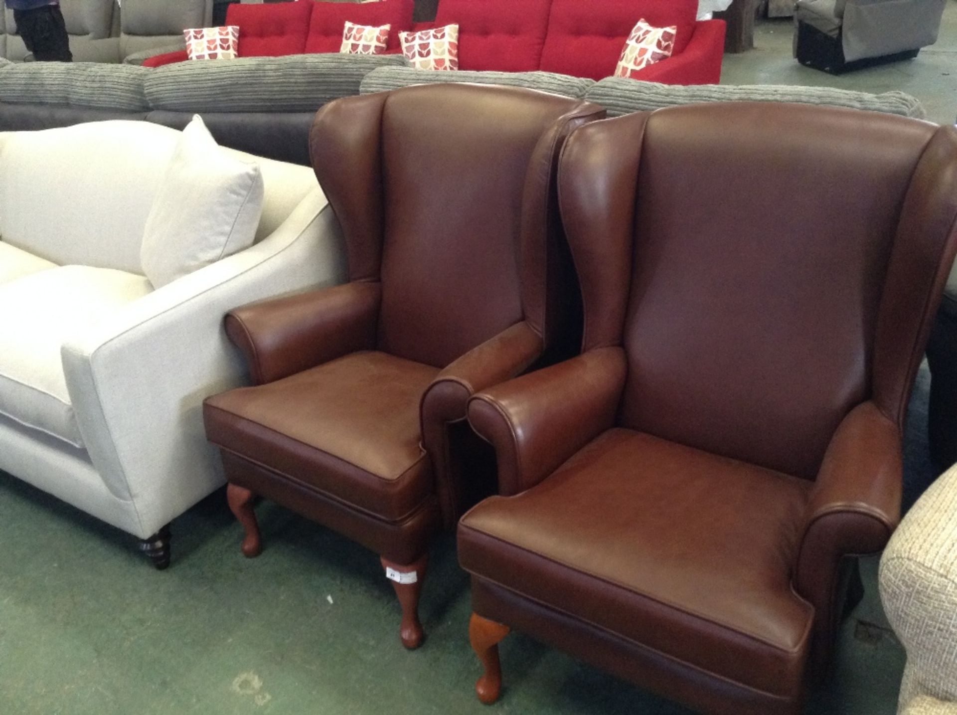 BROWN LEATHER WING CHAIR (TR000940 WO0282444)