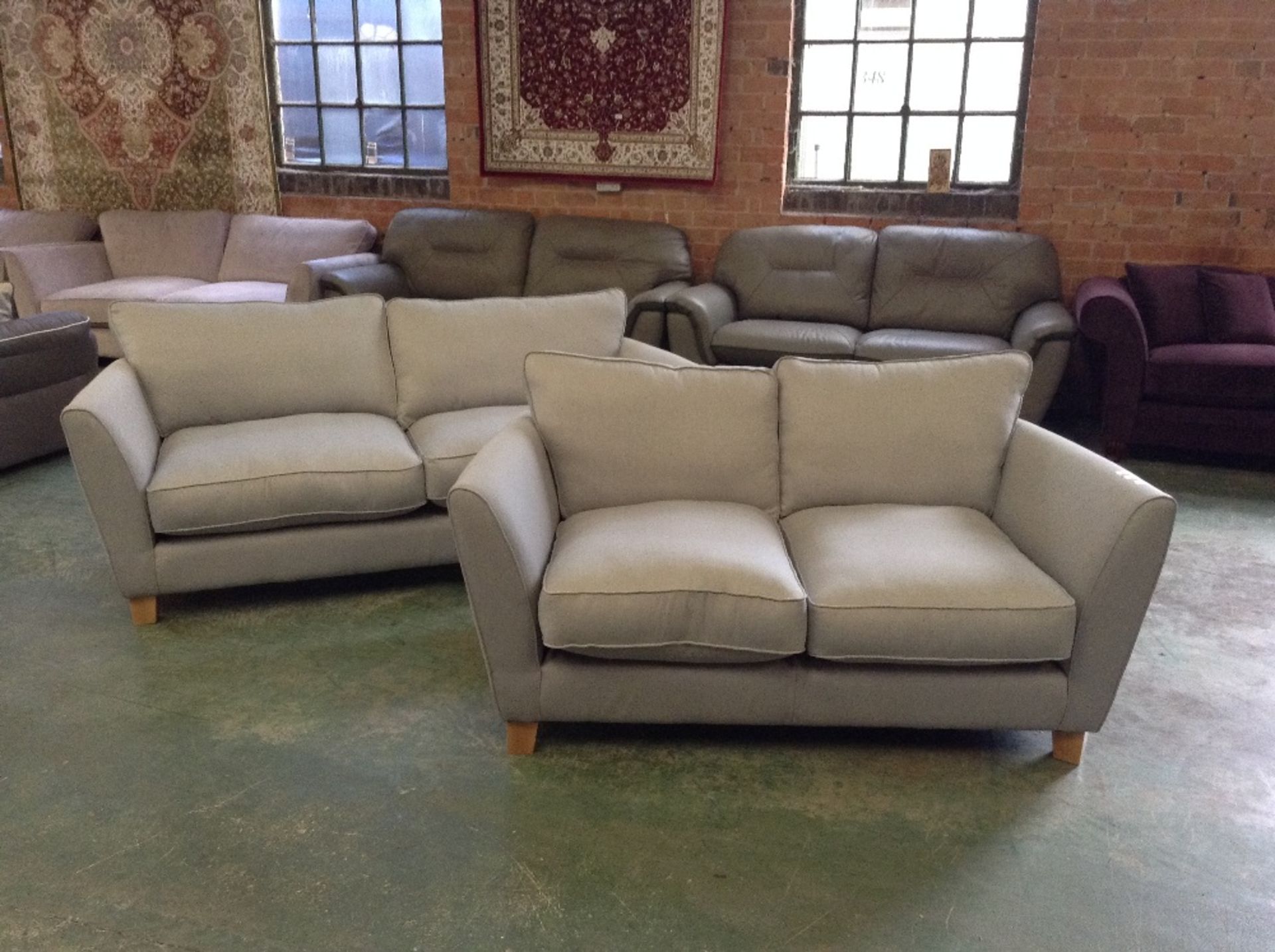 SKY BLUE 3 SEATER SOFA AND 2 SEATER SOFA