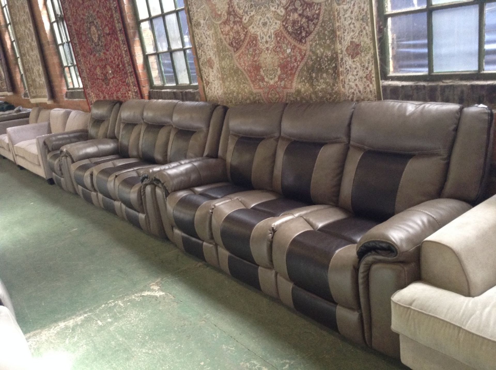 2 x DARK GREY AND BROWN SADDLE ELECTRIC RECLINING