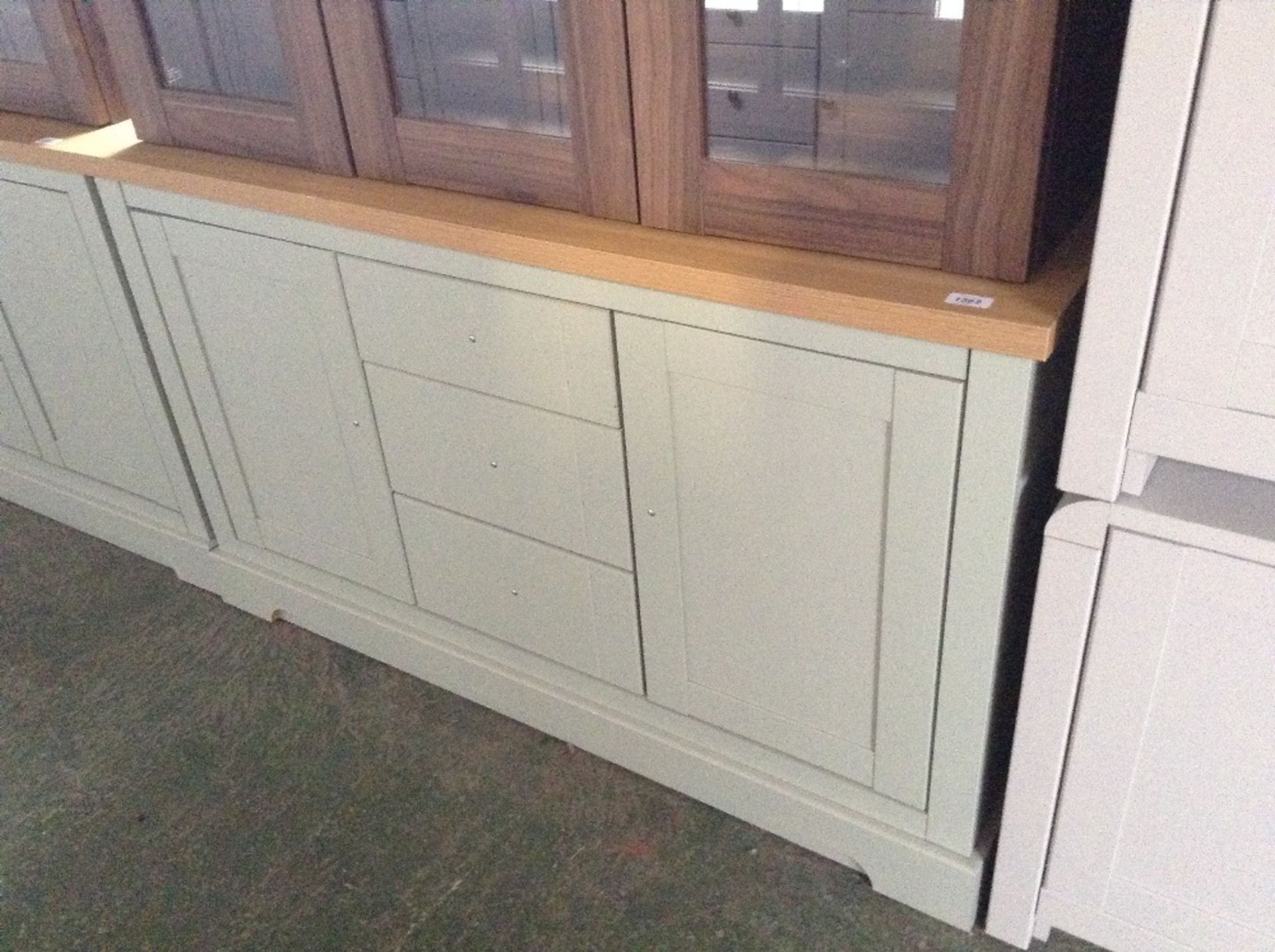 LIME GREEN AND OAK 4FT SIDEBOARD (return)