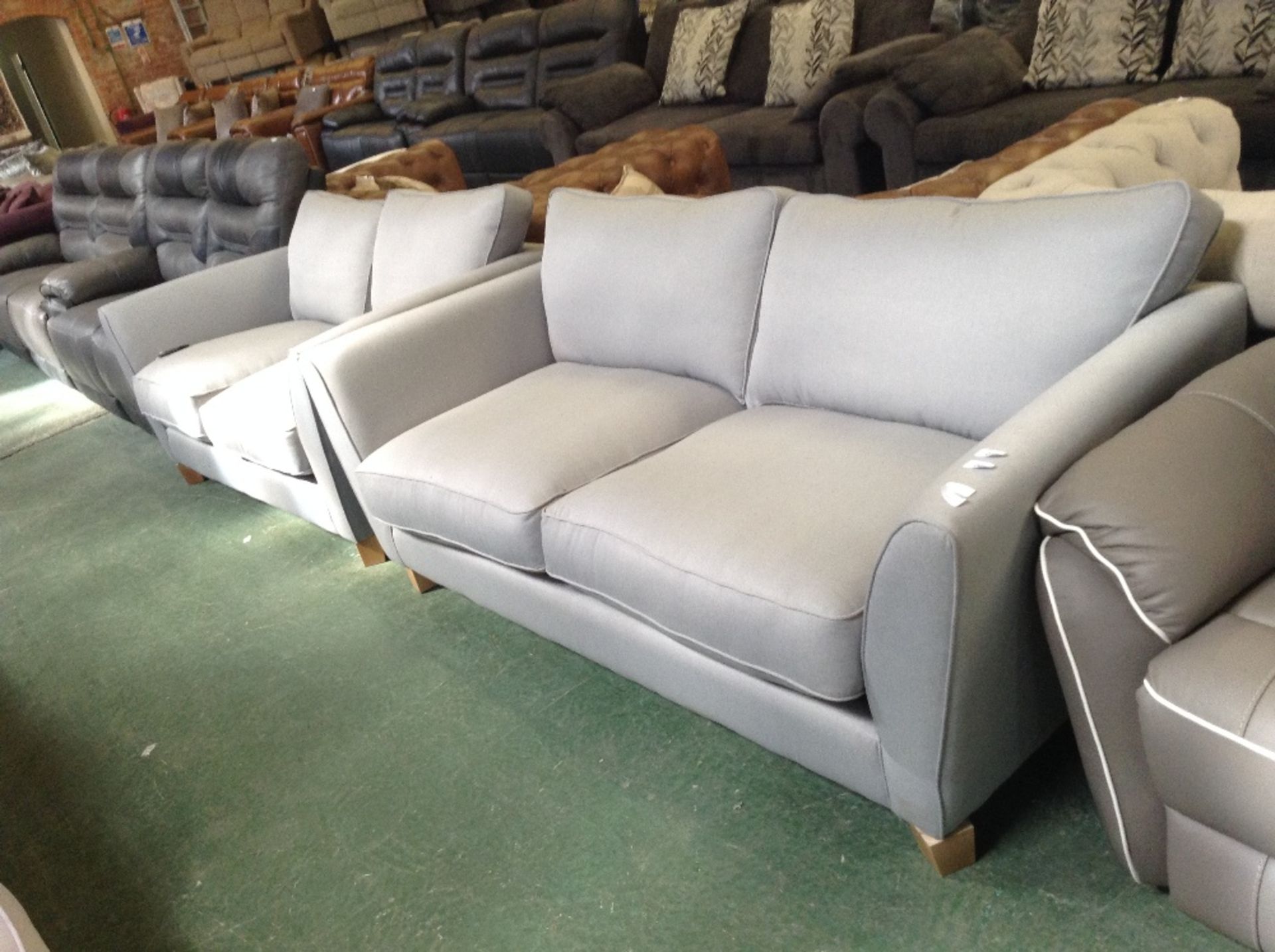 SKY BLUE 3 SEATER SOFA AND 2 SEATER SOFA