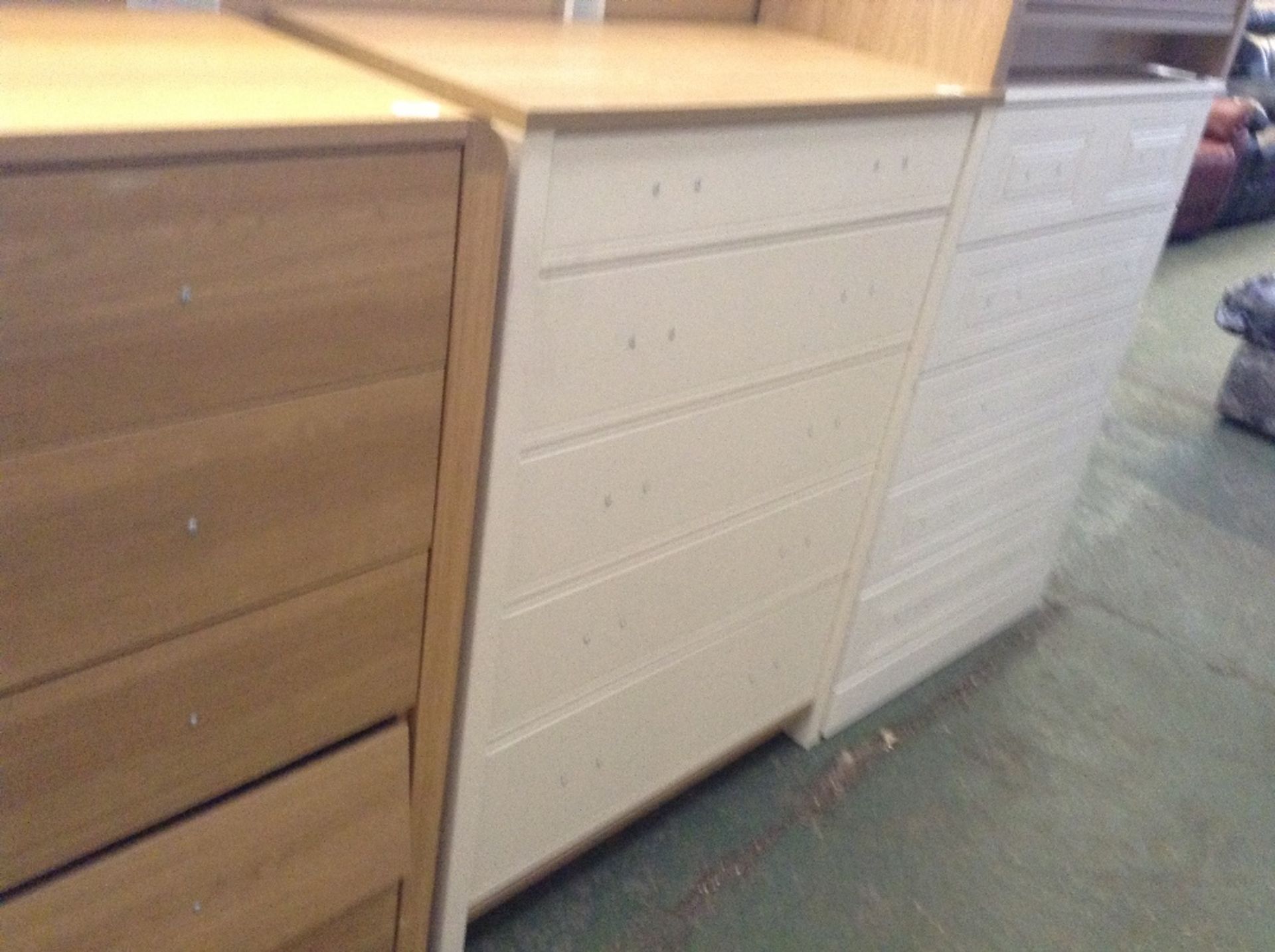 IVORY AND OAK 5 DRAWER CHEST (return)