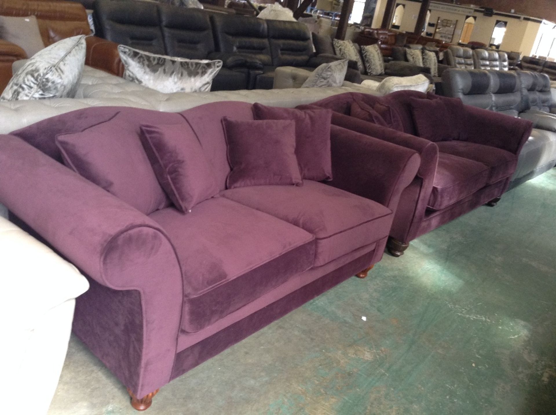 WINSLOW LUXOR GRAPE 3 SEATER SOFA AND 2 SEATER SOF