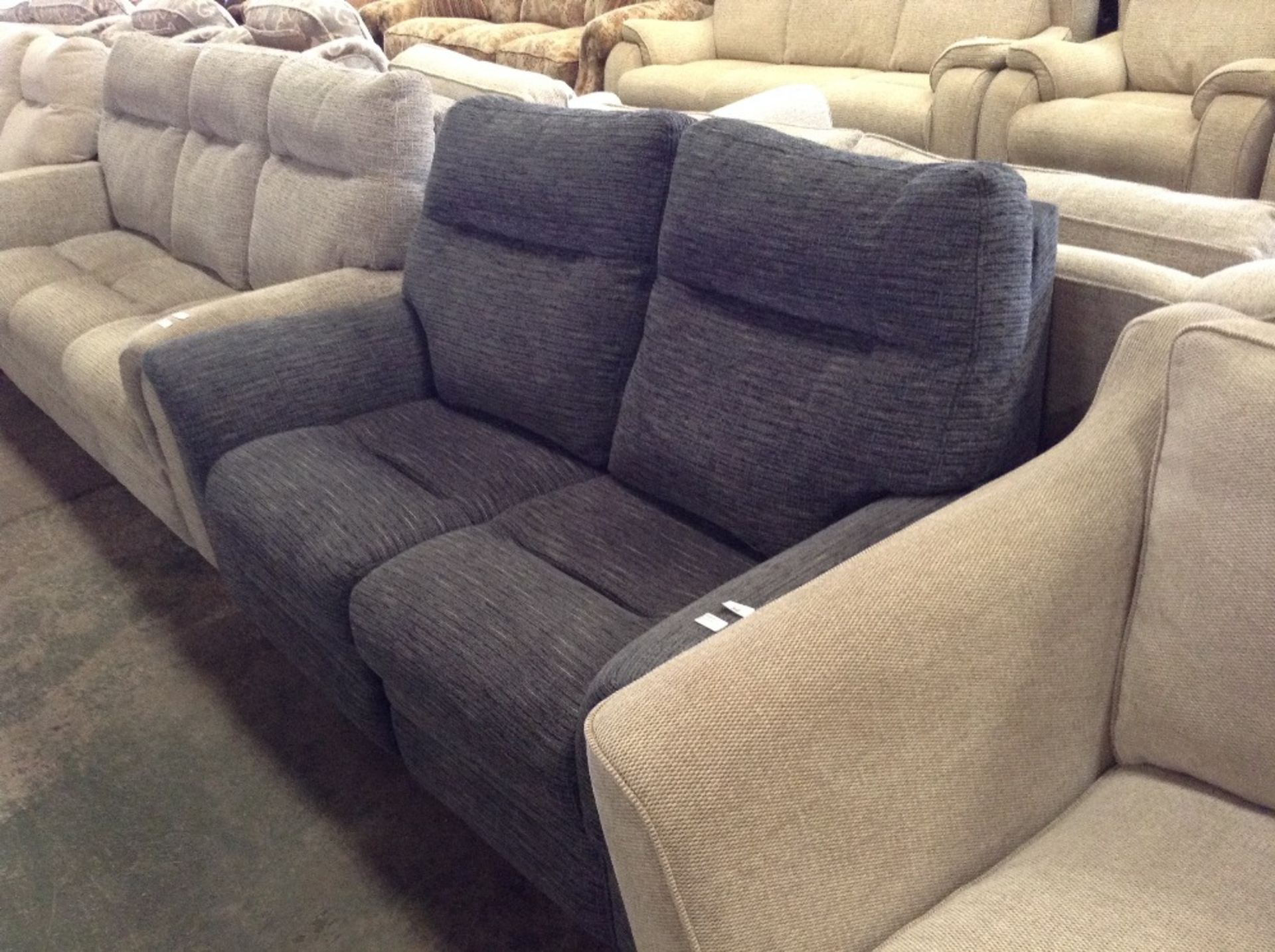 GREY PATTERNED MANUAL RECLINING 2 SEATER SOFA (TR0