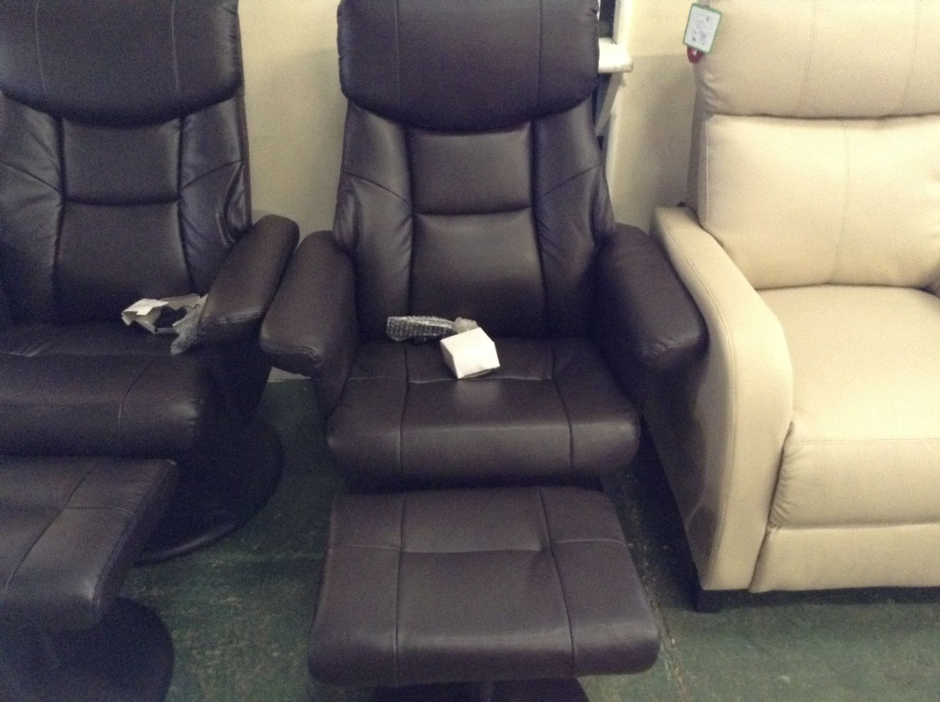 SUPRA BROWN LEATHER MASSAGE CHAIR AND FOOTSTOOL