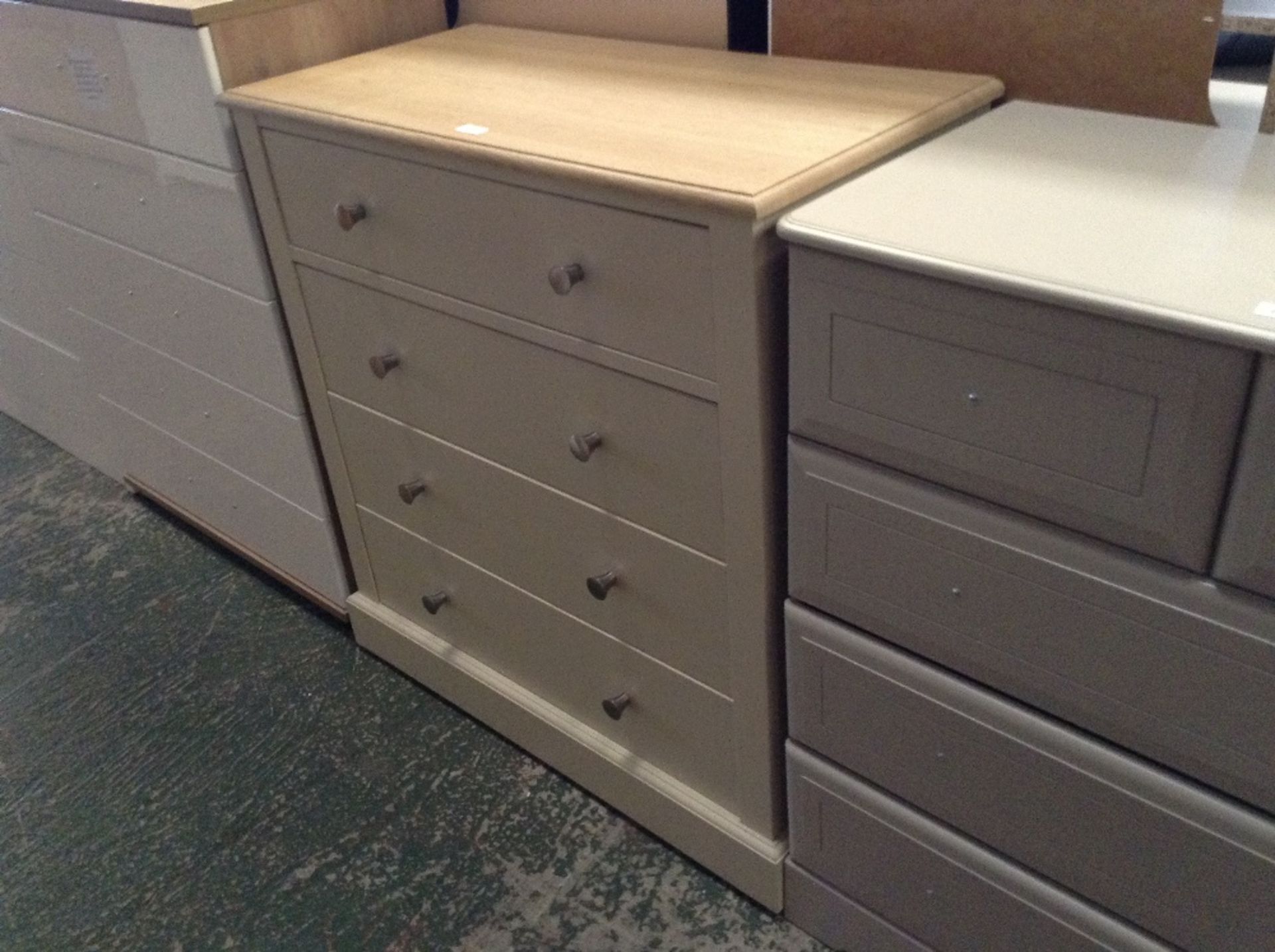 IVORY AND OAK 4 DRAWER CHEST (return)