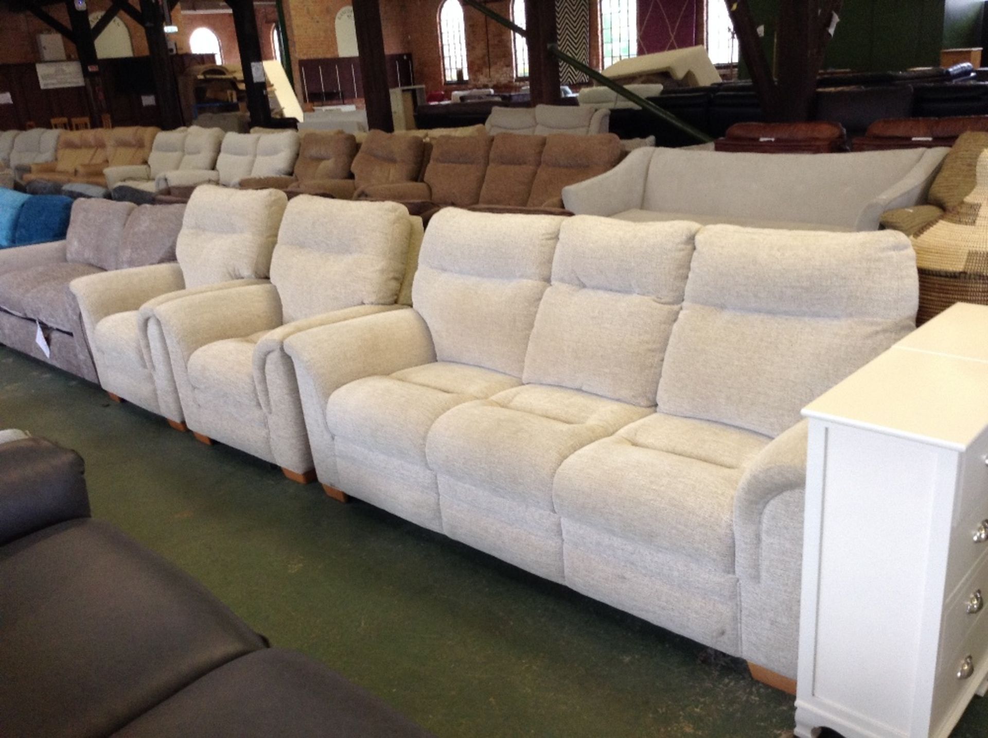 BISCUIT 3 SEATER SOFA AND 2 CHAIRS (TR000956 WO031